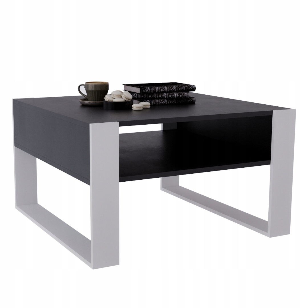 

Stolik kawowy Karo ława loft czarny biel stół 85cm