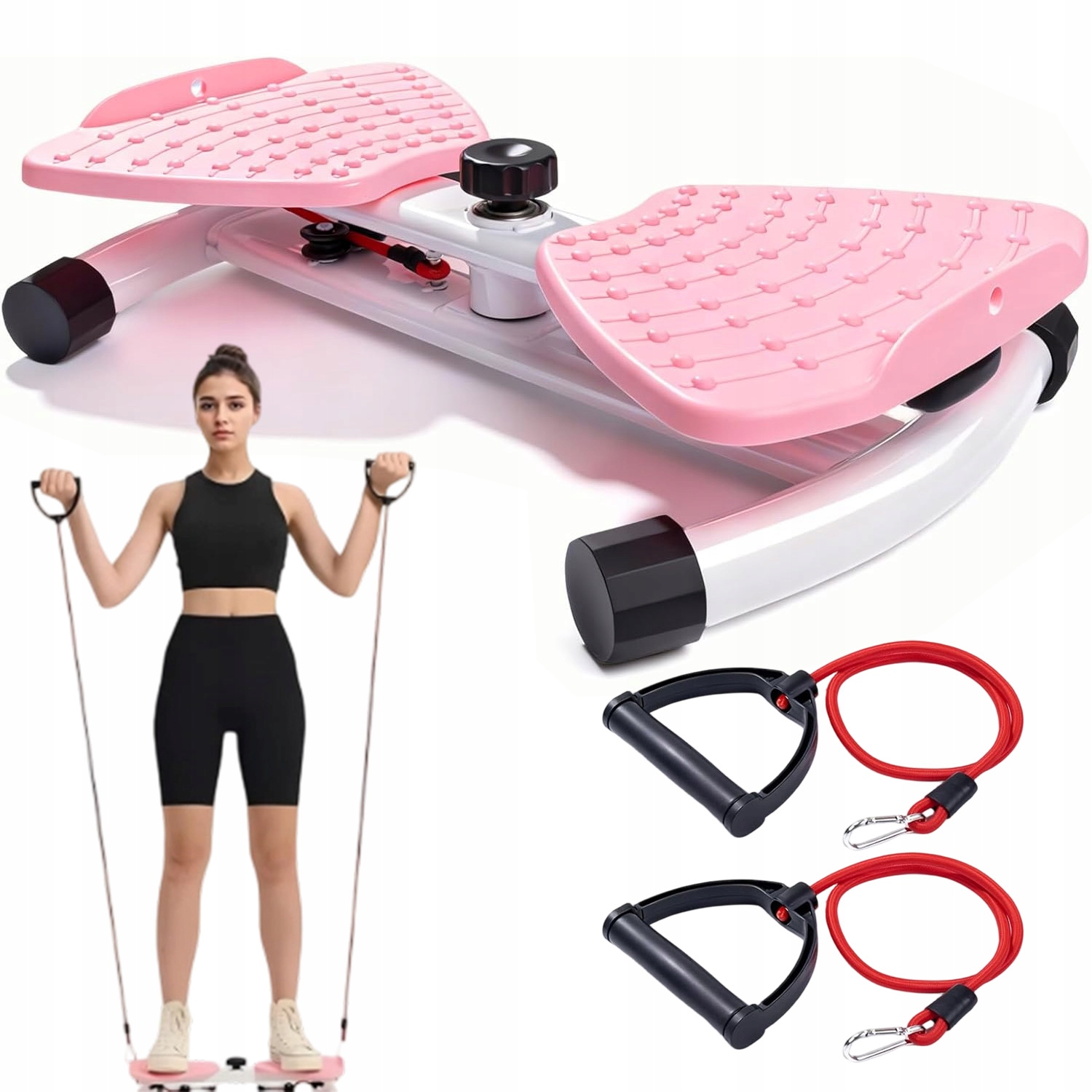 Twister Pro Cvičení Celého Těla, Otočná Odporová Lana 100 Kg, Tichá Růžová