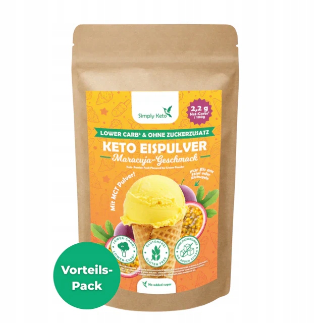 Zmrzlina low carb a keto s olejem Mct s příchutí Marakuja 500 g Simply Keto