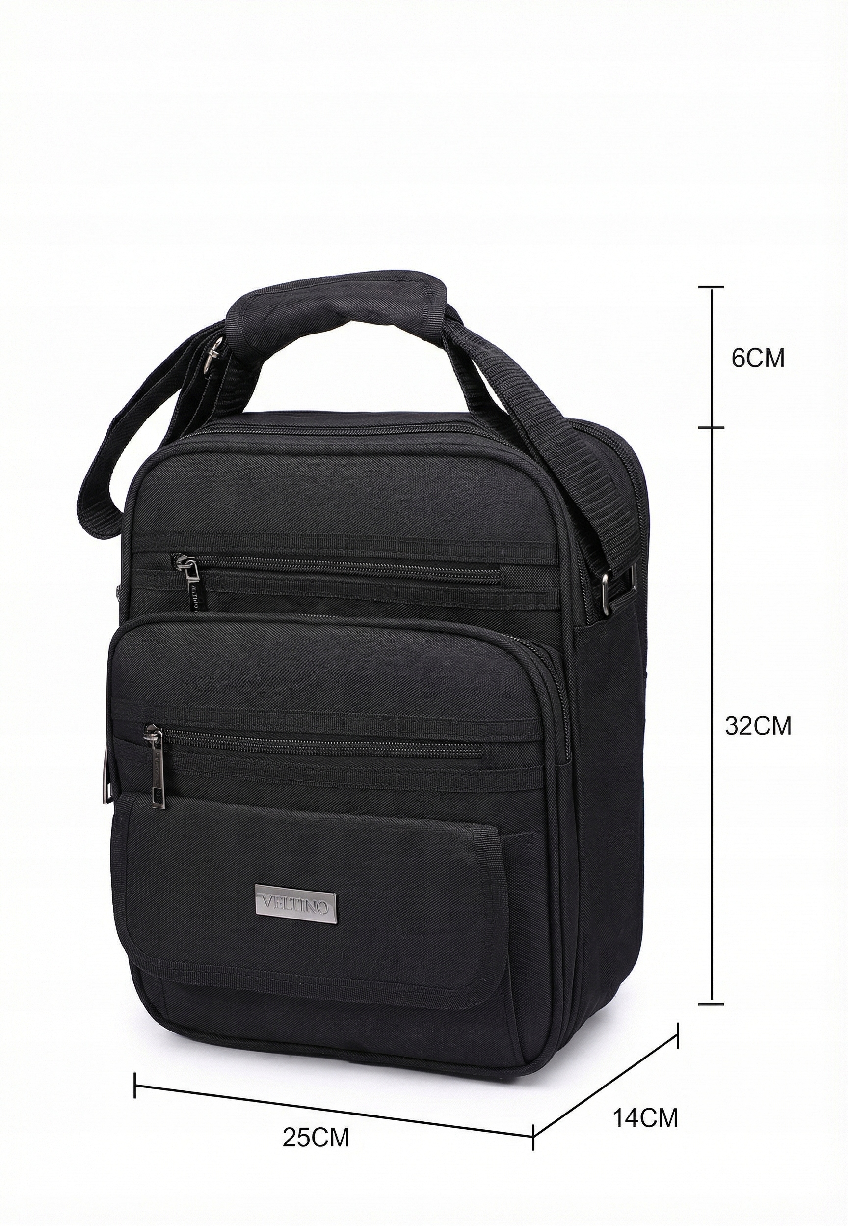 SASZETKA MĘSKA LISTONOSZKA PRZEWIESZANA 30x25x15 NA RAMIĘ MĘSKA VELTINO Kolor czarny