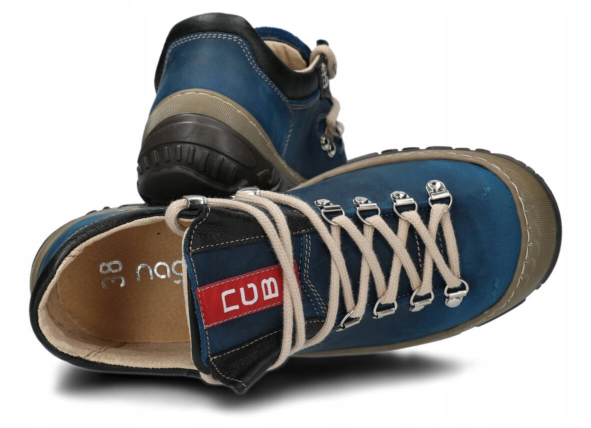 NAGABA 054 KOBALT - WYGODNE, SKÓRZANE, POLSKIE PÓŁBUTY TREKKINGOWE DAMSKIE Płeć kobieta