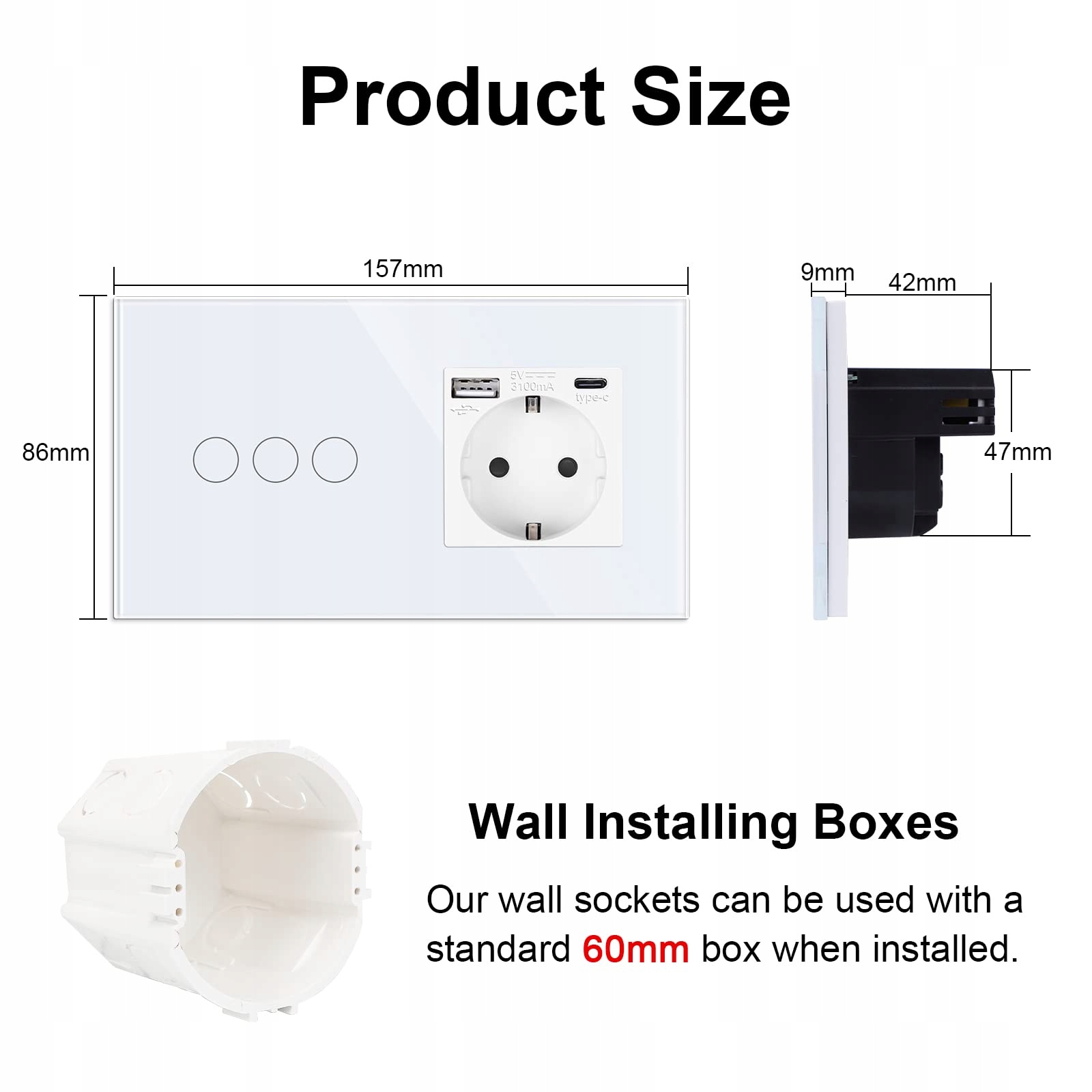 JIMEIDA Gniazdko USB 20W Szybkie Ładowanie z Włącznikiem Światła Wersja 2 — miniatura 5