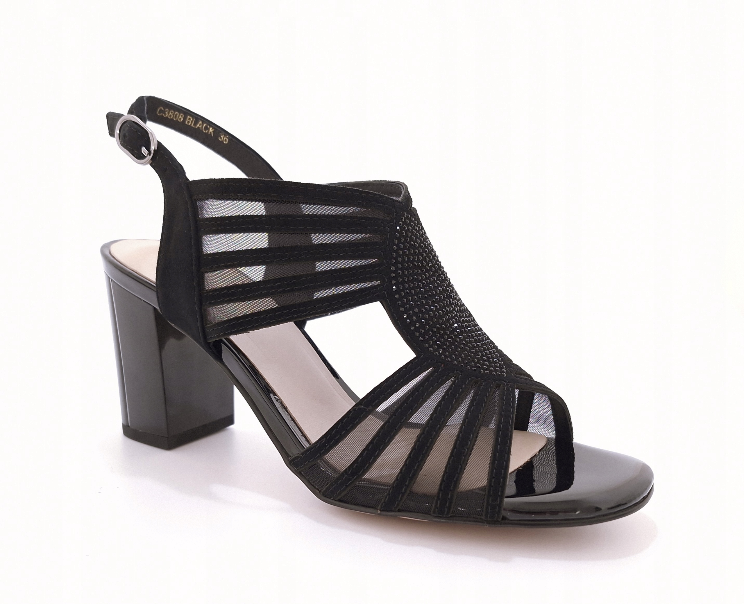 Elegantní dámské černé sandály na podpatku Loretta Vitale C3808 vel.36