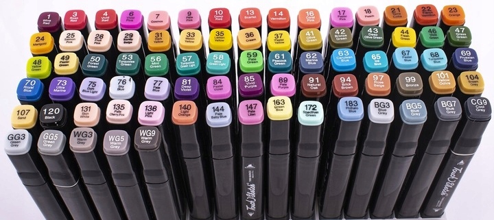 MARKERY ALKOHOLOWE 80 SZT ZESTAW DWUSTRONNE TORBA Kolor biały