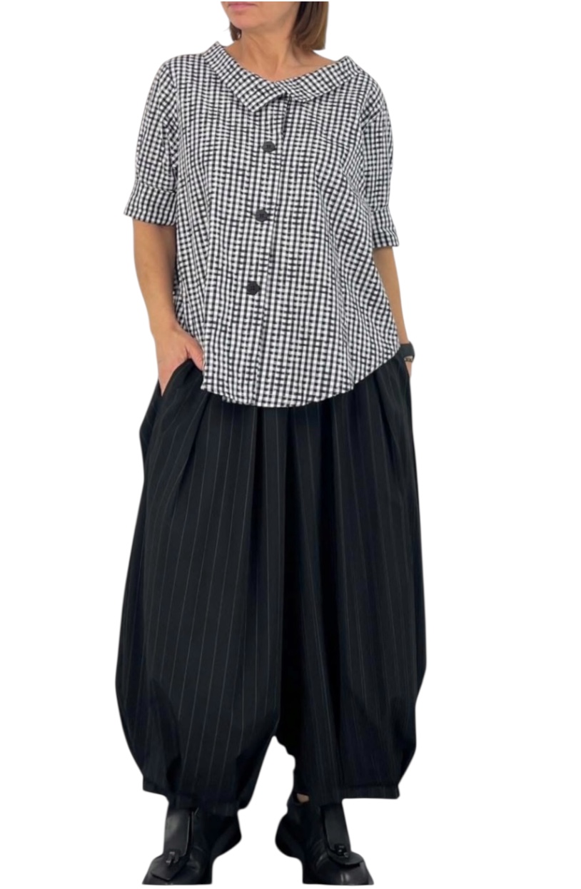 Elegantní černé dámské kalhoty Wendy Trendy oversize, italská móda