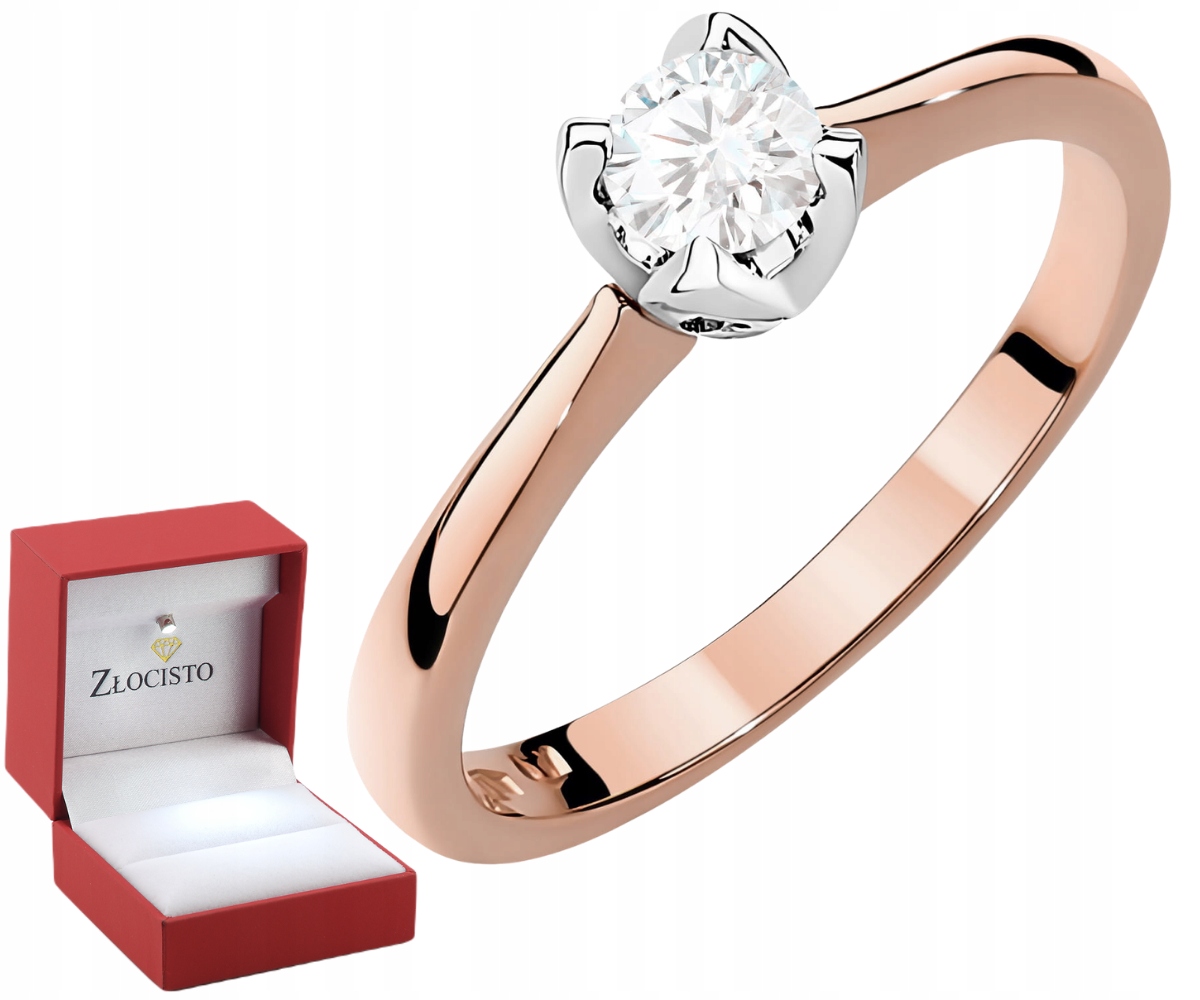 Růžové Zlato Prstýnek S Briliantem Lab Gravírování 585 Bonus Dárek