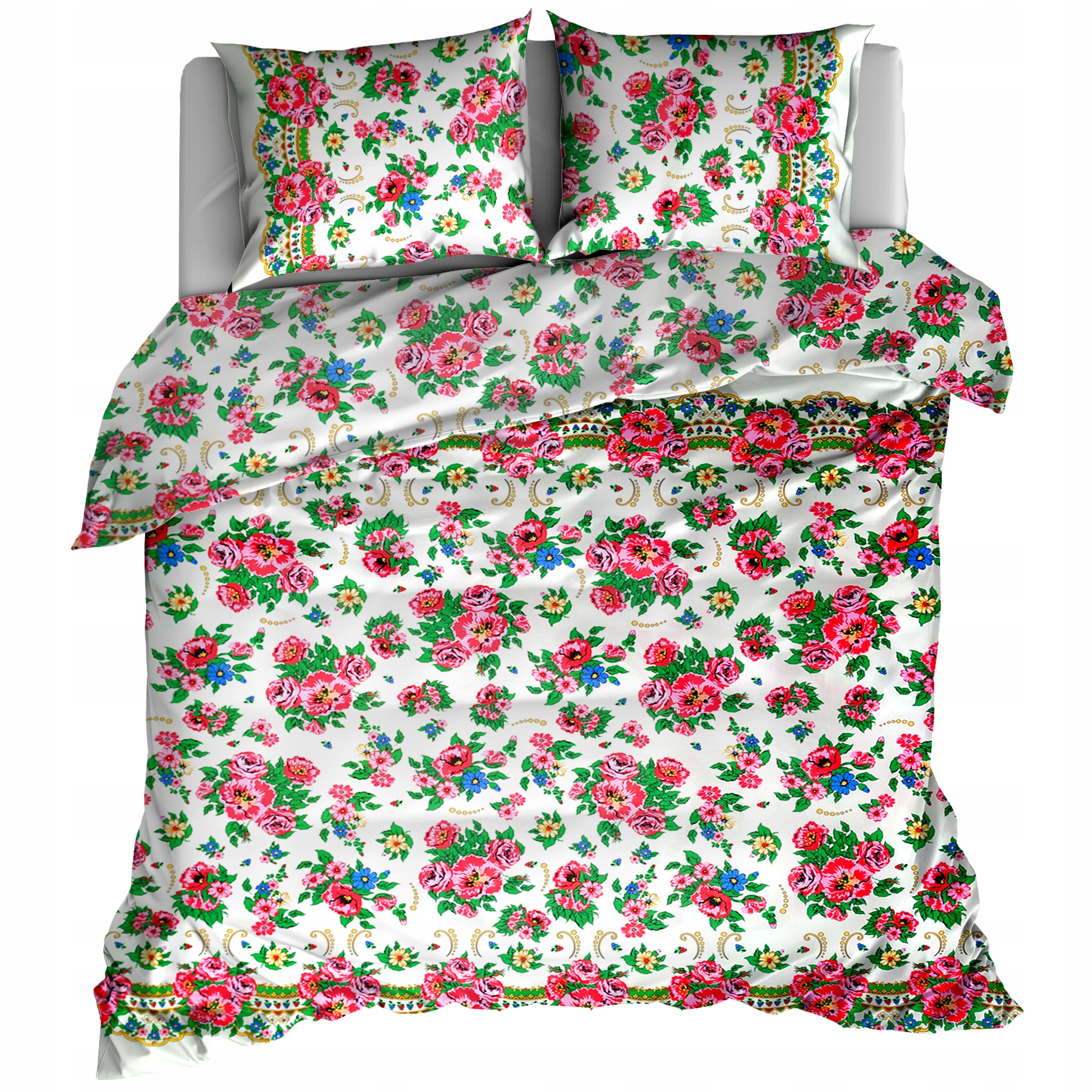 

Pościel 200x200 Bawełna 100% Góralskie Kwiaty Biel