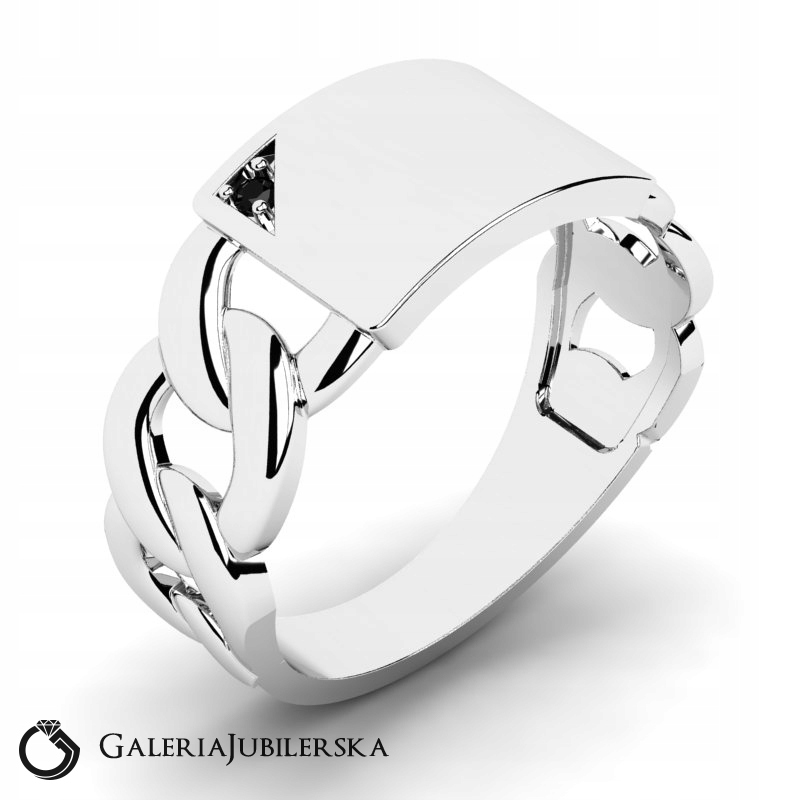 SYGNET SREBRNY PANCERKA Z CZARNĄ CYRKONIĄ