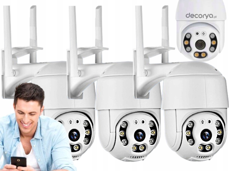 3x WiFi otočná kamera IP66 Zoom Full Hd 360 Monitorování domu zahrady a terasy