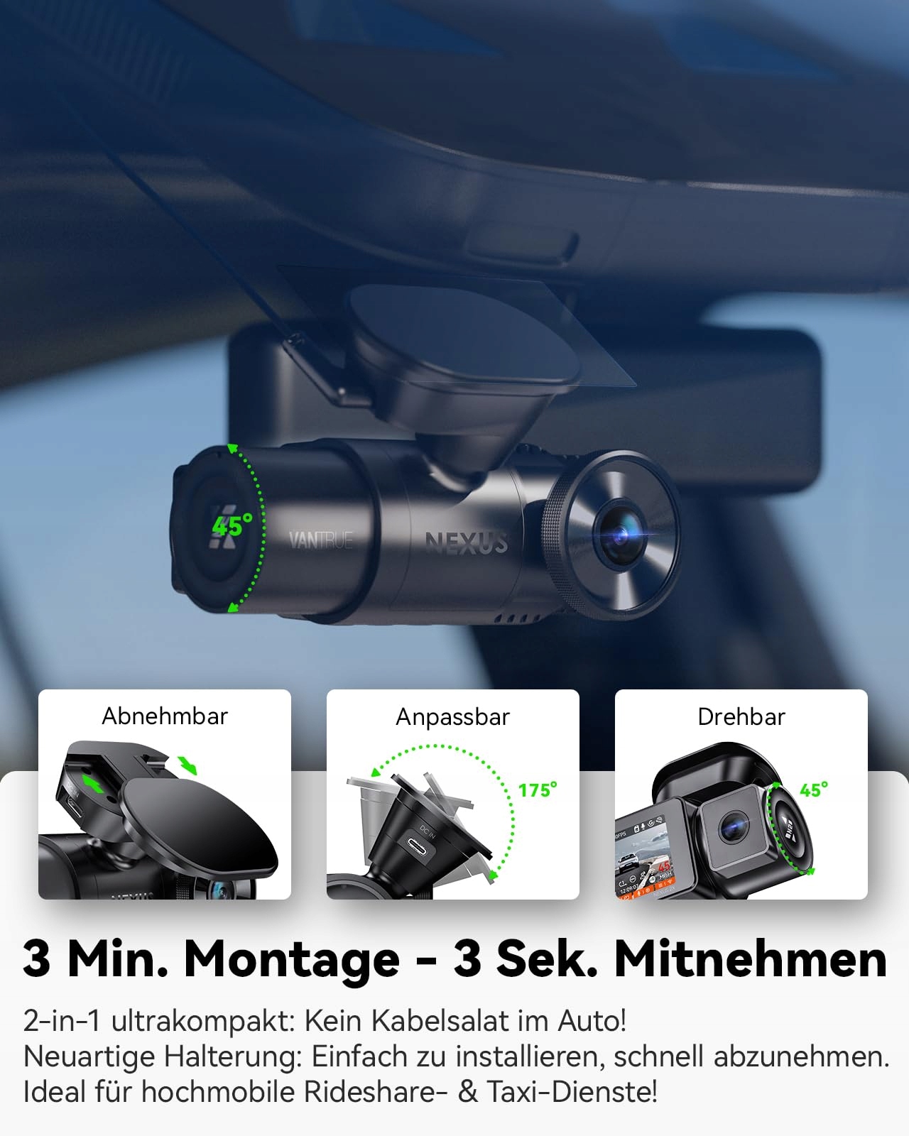 VANTRUE N2X Kamera 2.7K 1080P GPS WiFi Nocny Tryb 24/7 Parkowanie — miniatura 9