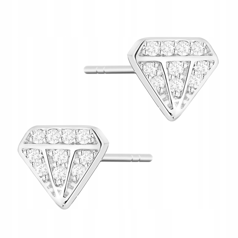 Zlaté Náušnice ryzost 585 Puzeta ve tvaru briliantů s diamanty 0,10 ct