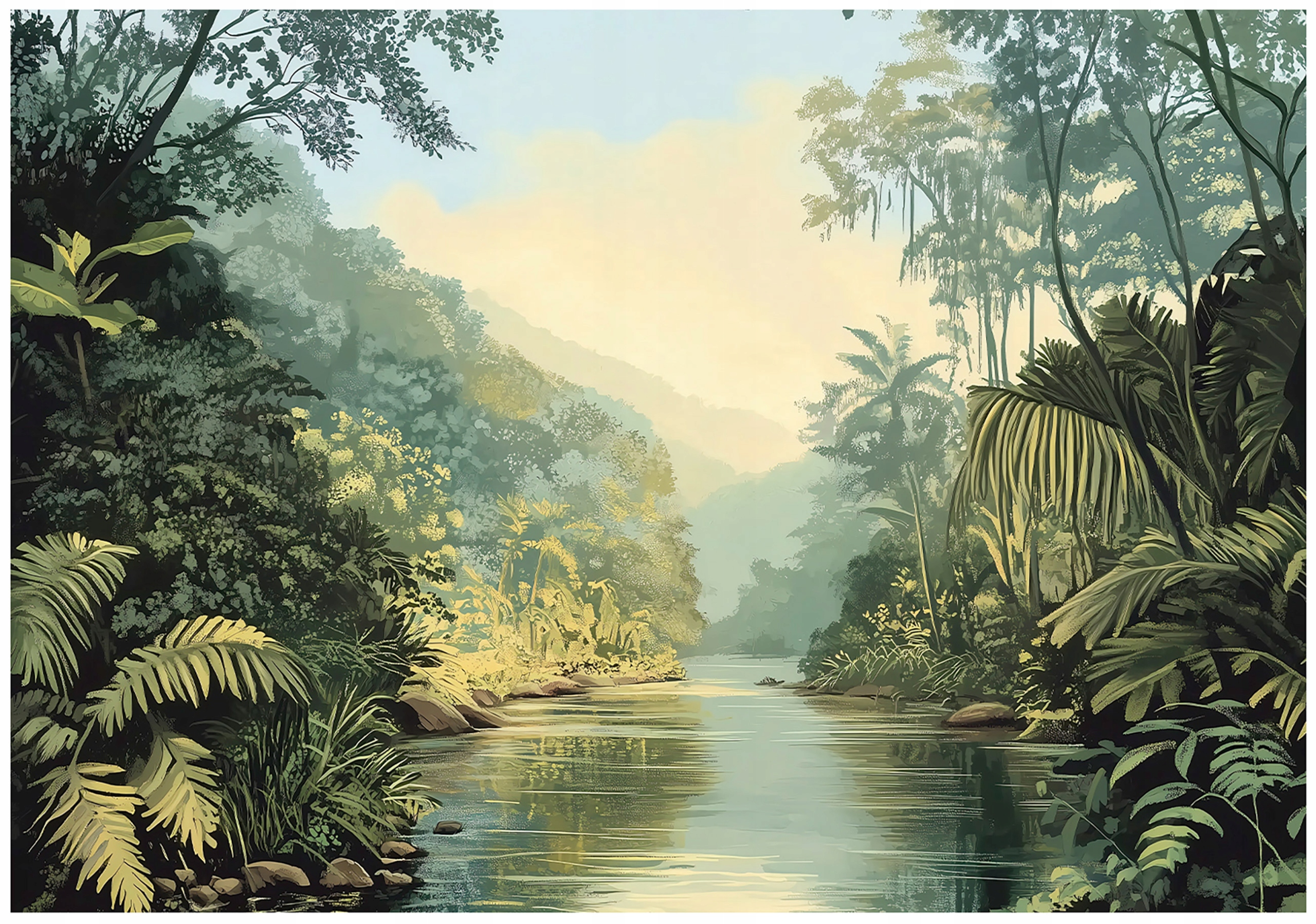 Fototapeta Tropická rieka v hmle Džungľa Perspektíva 350x250 lepidlo