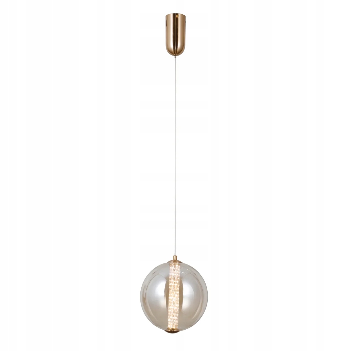 Závěsná Led lampa bodová zlatá skleněná jantarová koule 20 cm 3000K Italux