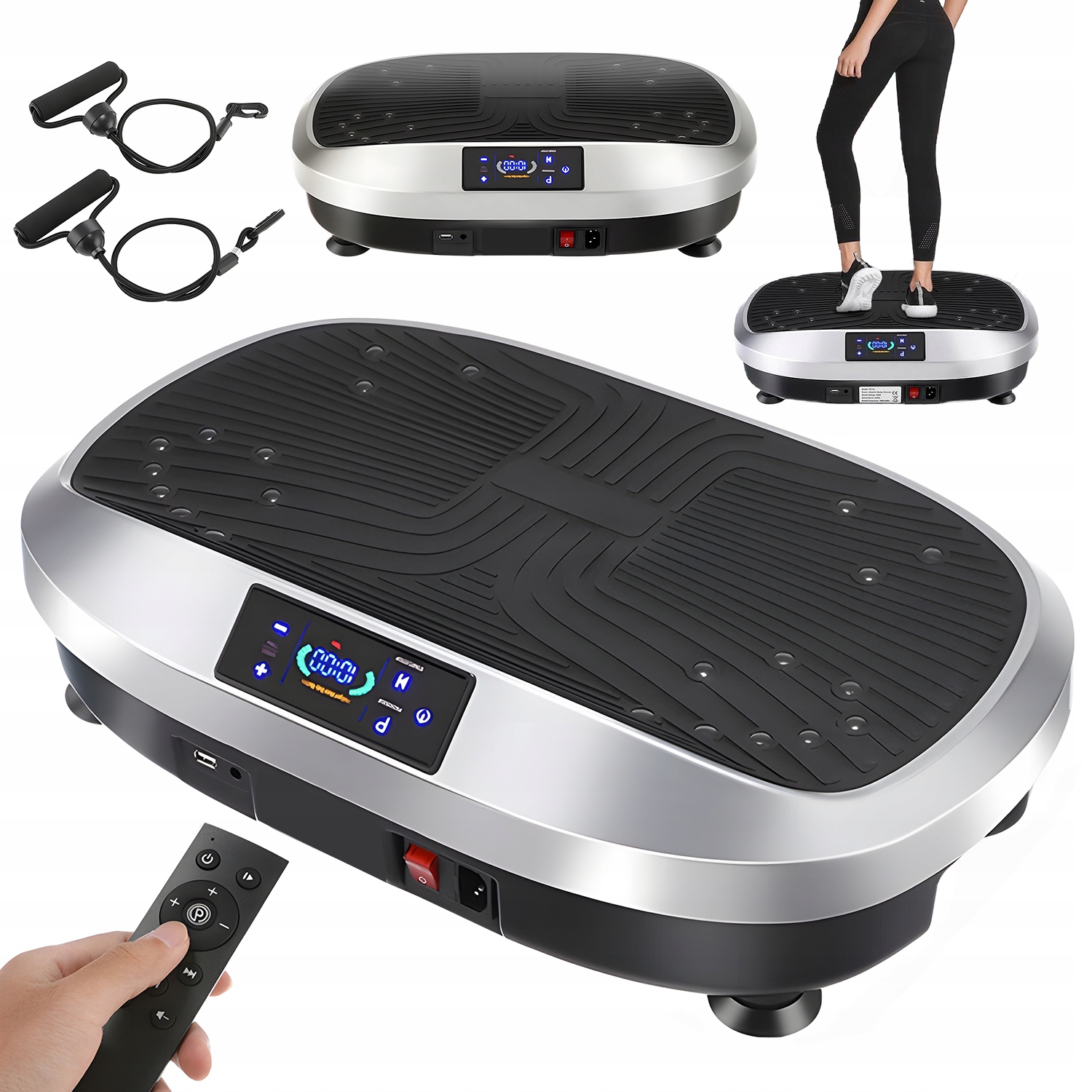 Platforma Wibracyjna Wibrująca Do Ćwiczeń Fitness 200W Z Linkami Do 150KG