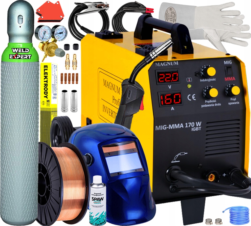 Spawarka Migomat Mig Mag Tig Mma 3w1 170W Zestaw