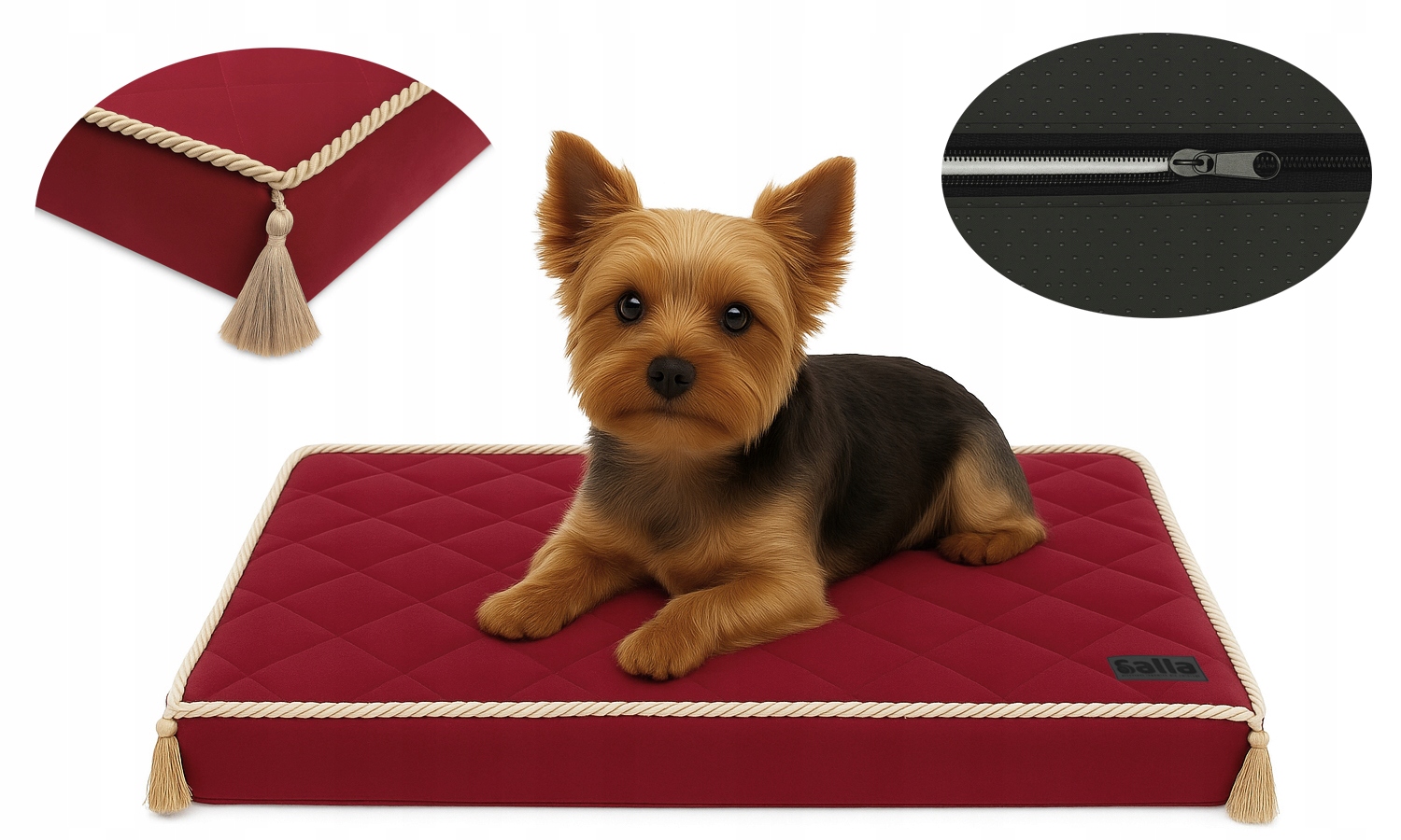 Levně Pelíšek Lehátko pro psa kočku pěnová matrace se zámkem 70x50 bordo
