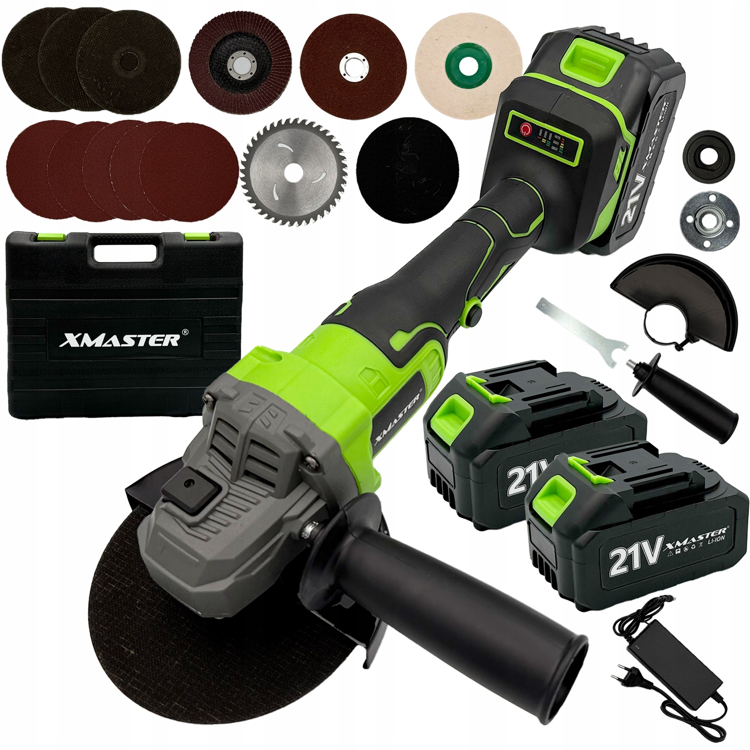 Bezszczotkowa Szlifierka Akumulatorowa Kątowa Kątówka Diax 2xAKU 3AH Tarcze