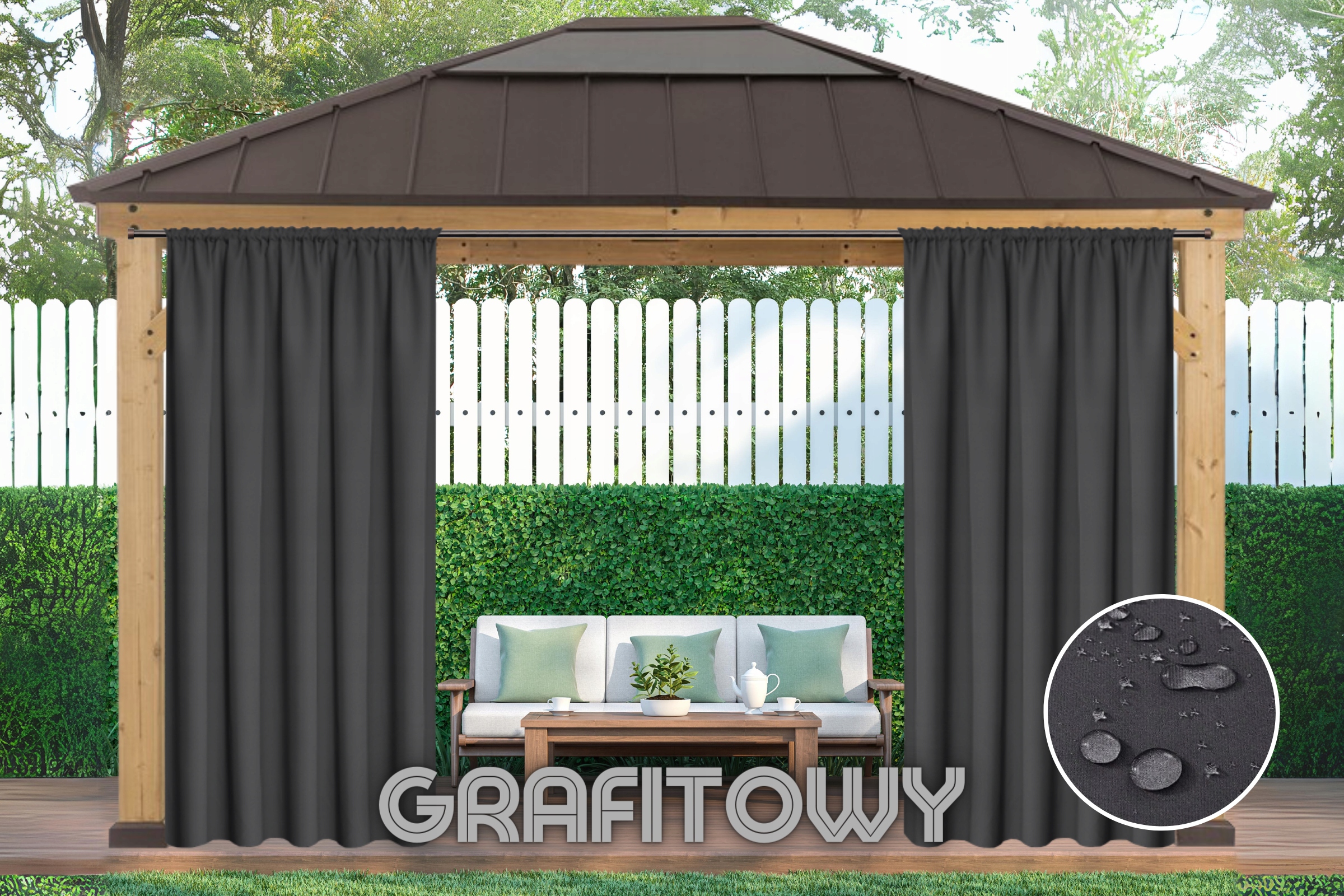 ZASŁONA WATERPROOF WODOODPORNA 155x240 NA TARAS WODOSZCZELNA OGRÓD BIAŁA Długość 2.4 m