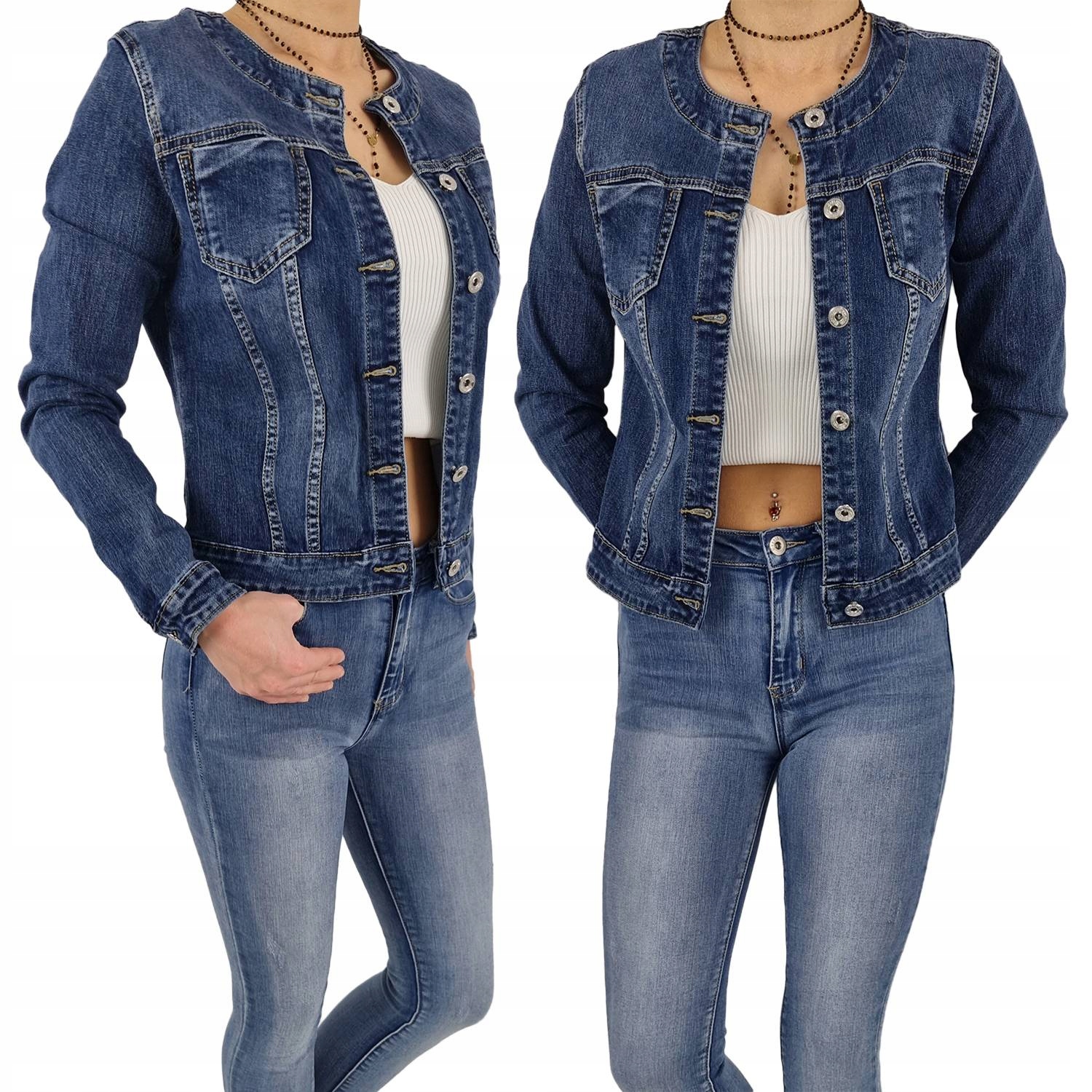 Damska Kurtka Jeans Katana Plus Size Blue