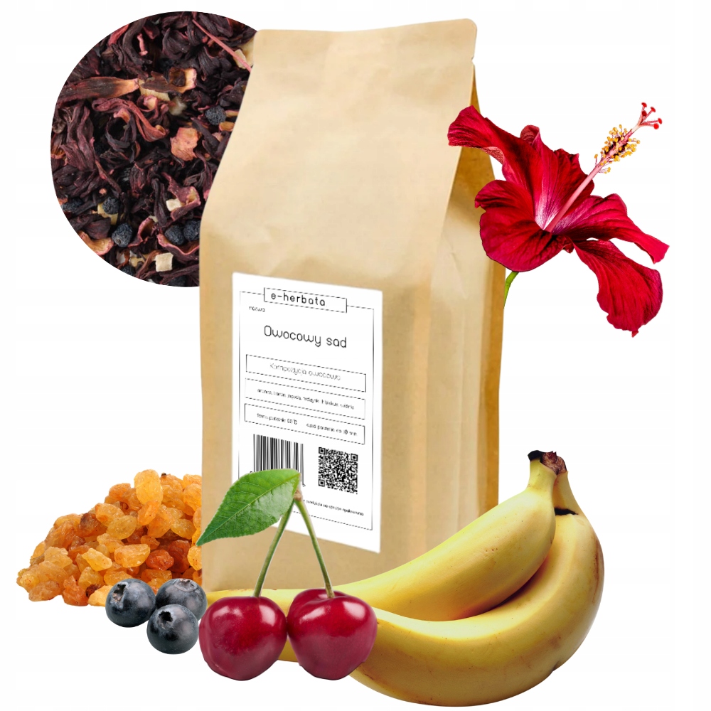 Herbata Owocowa Liściasta Ananas Banan Jagoda Wiśnia Owocowy Sad 500G