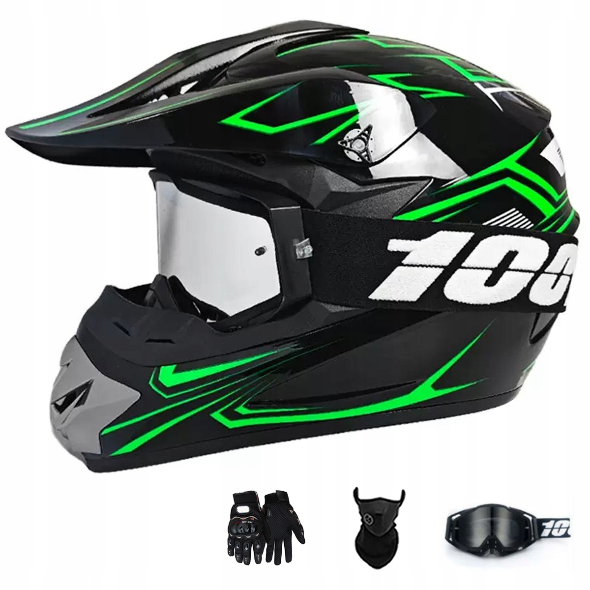 Motocyklová Přilba Lehká Enduro Quada Brýle Rukavice Maska M