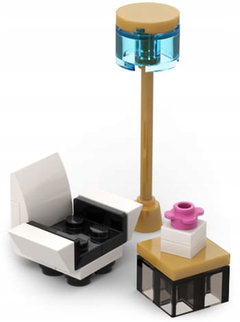 Mebelki: fotel, stolik, lampa - customowy model z klocków LEGO