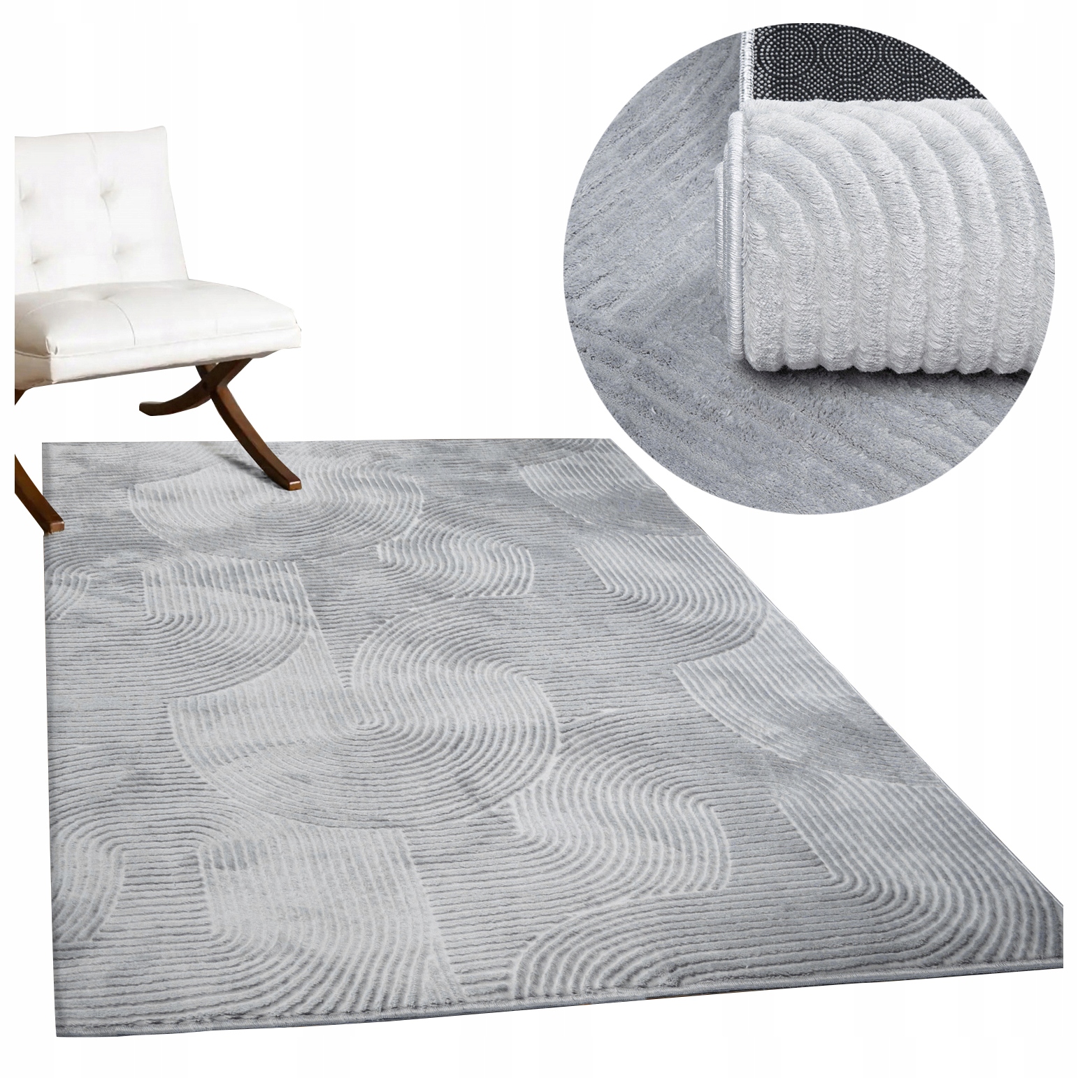 koberec plyšový Glamour Elegantní Šedá Do Obývacího Pokoje Ložnice 120x170cm