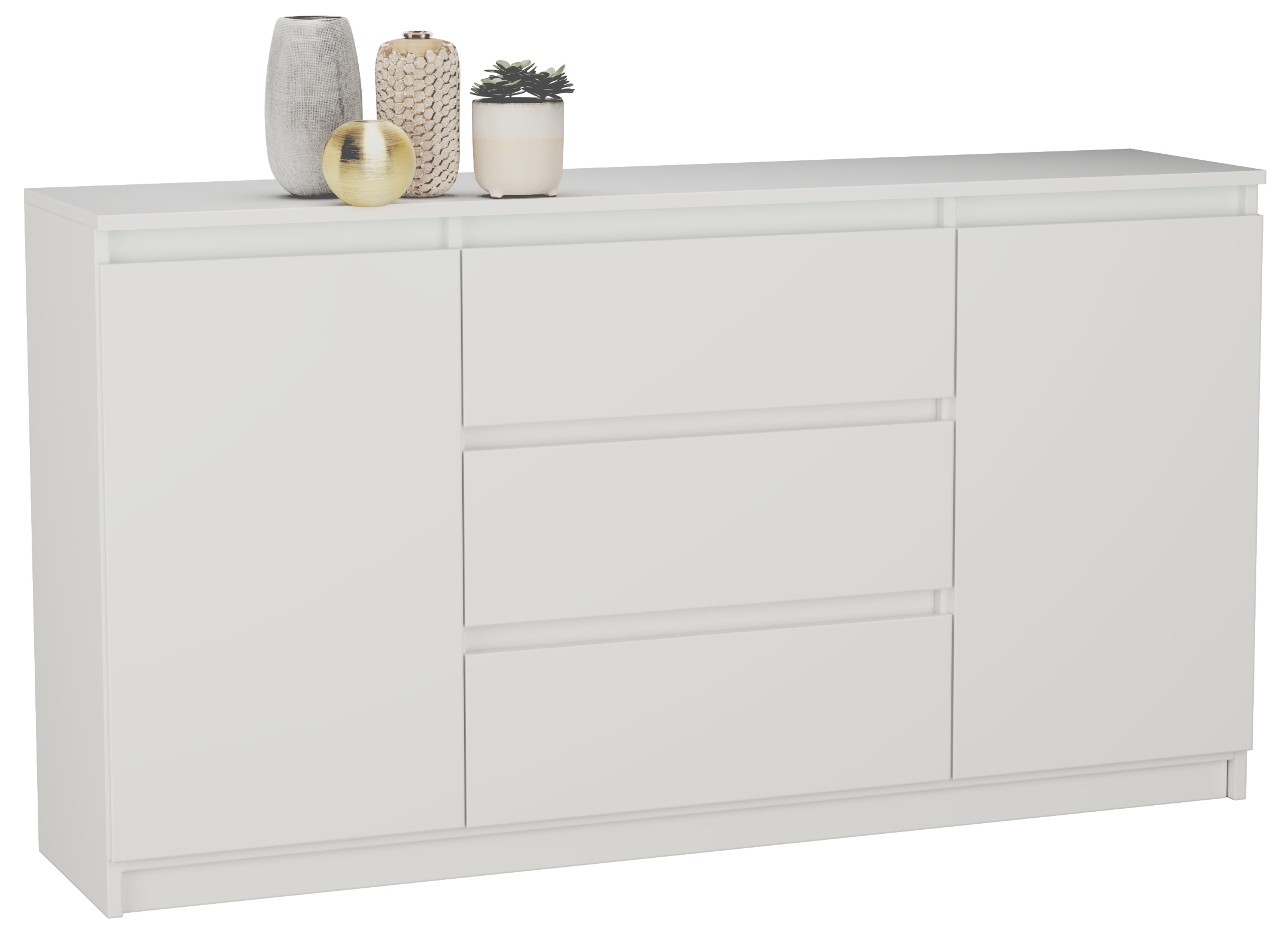 

Duża Komoda 3 Szuflady plus 2 Szafki 140cm Biała