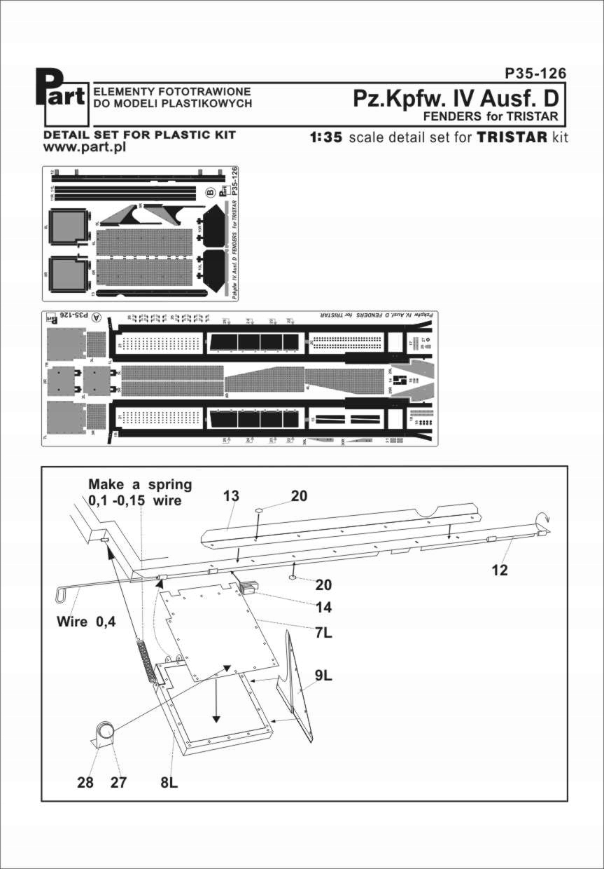 Part P35-126 1/35 Pz.Kpfw.IV Ausf.D blatníky (Tristar)