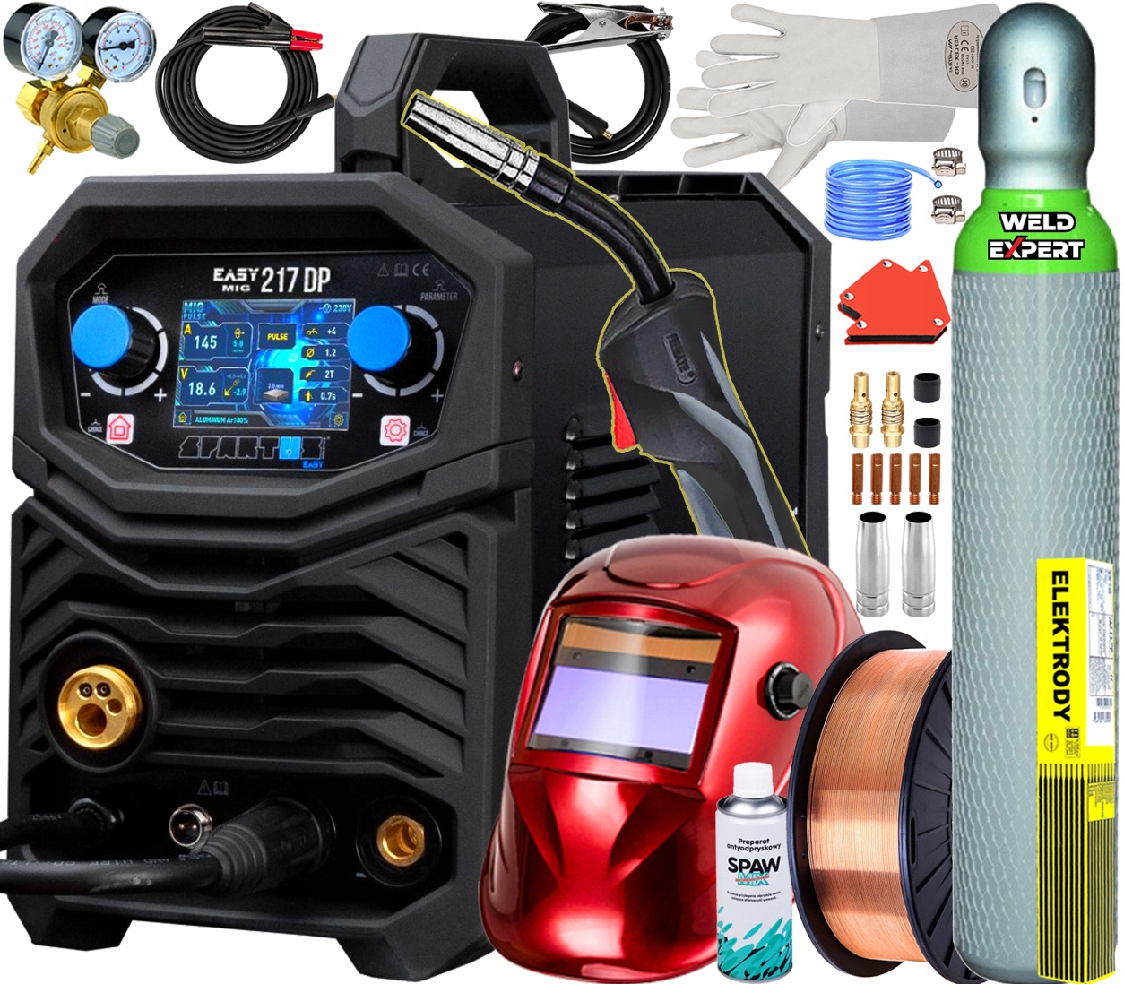 Poloautomatický Svařovací Stroj Spartus 200A Euro Flux 3V1