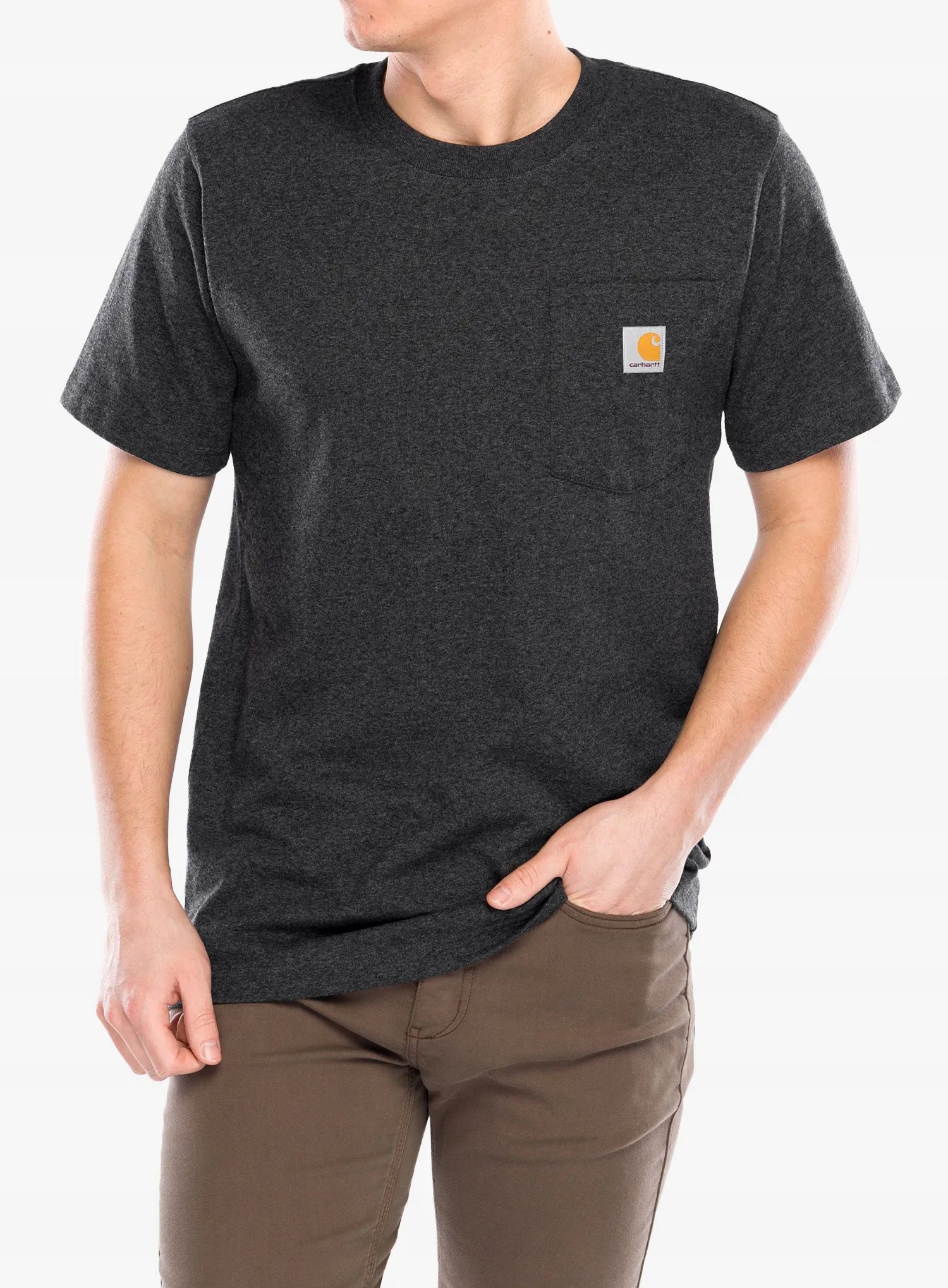 Bavlněné tričko Carhartt K87 Pocket S/s T-Shirt carbon heather S