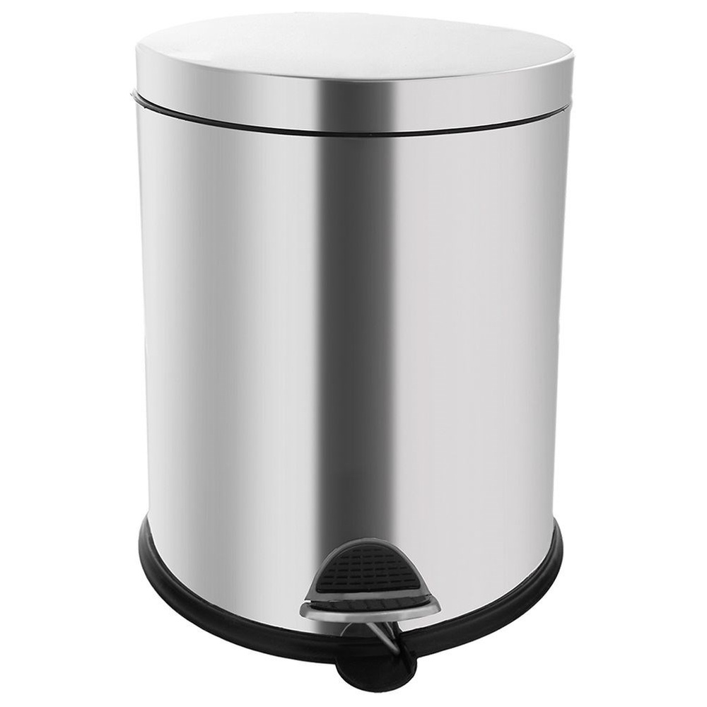 Levně Ocelový koš na odpadky s pedálem kulatý 14L kbelík, nádoba s klapkou