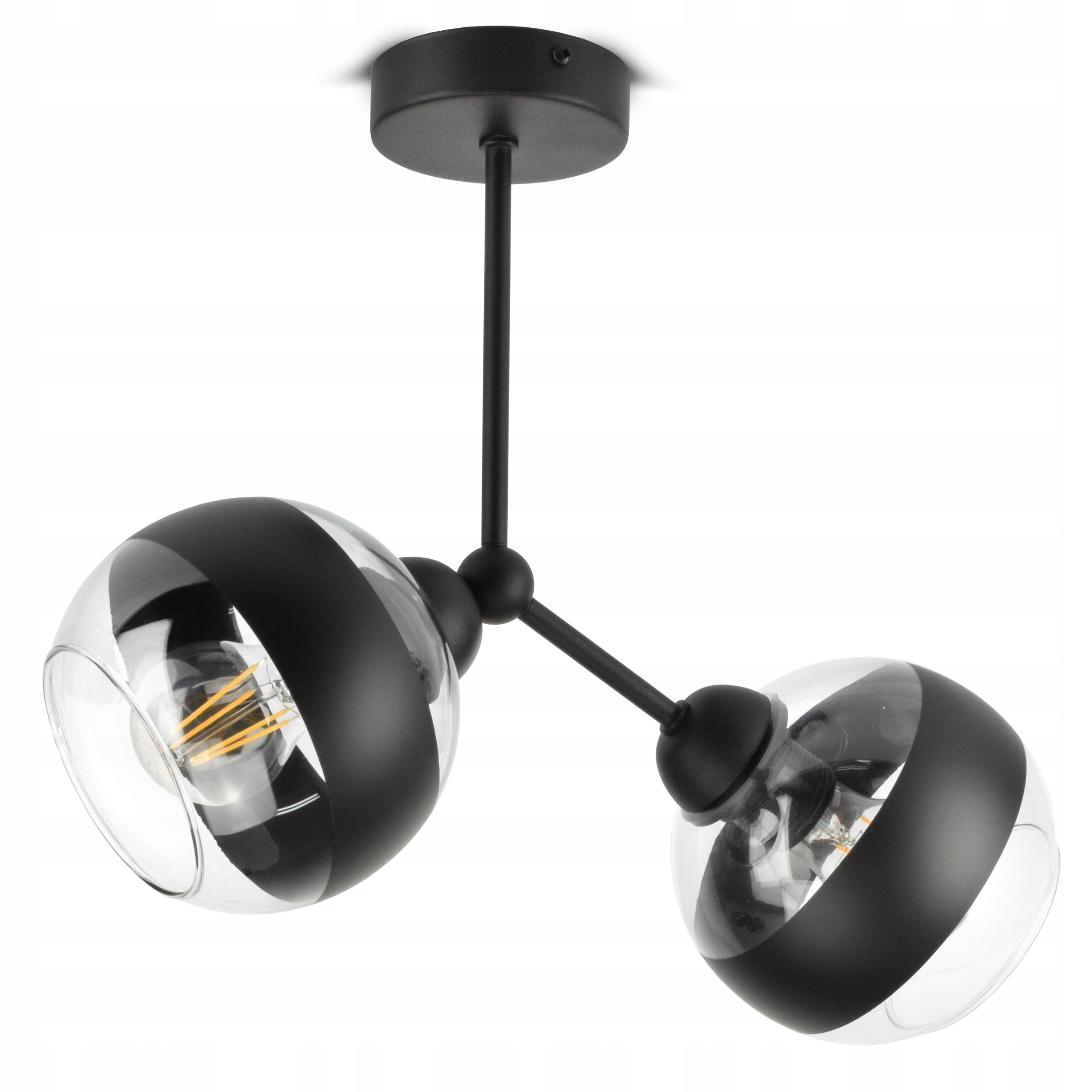 Závěsná stropní lampa Lustr Černá Skleněné Koule Black Belt D2 Led E27