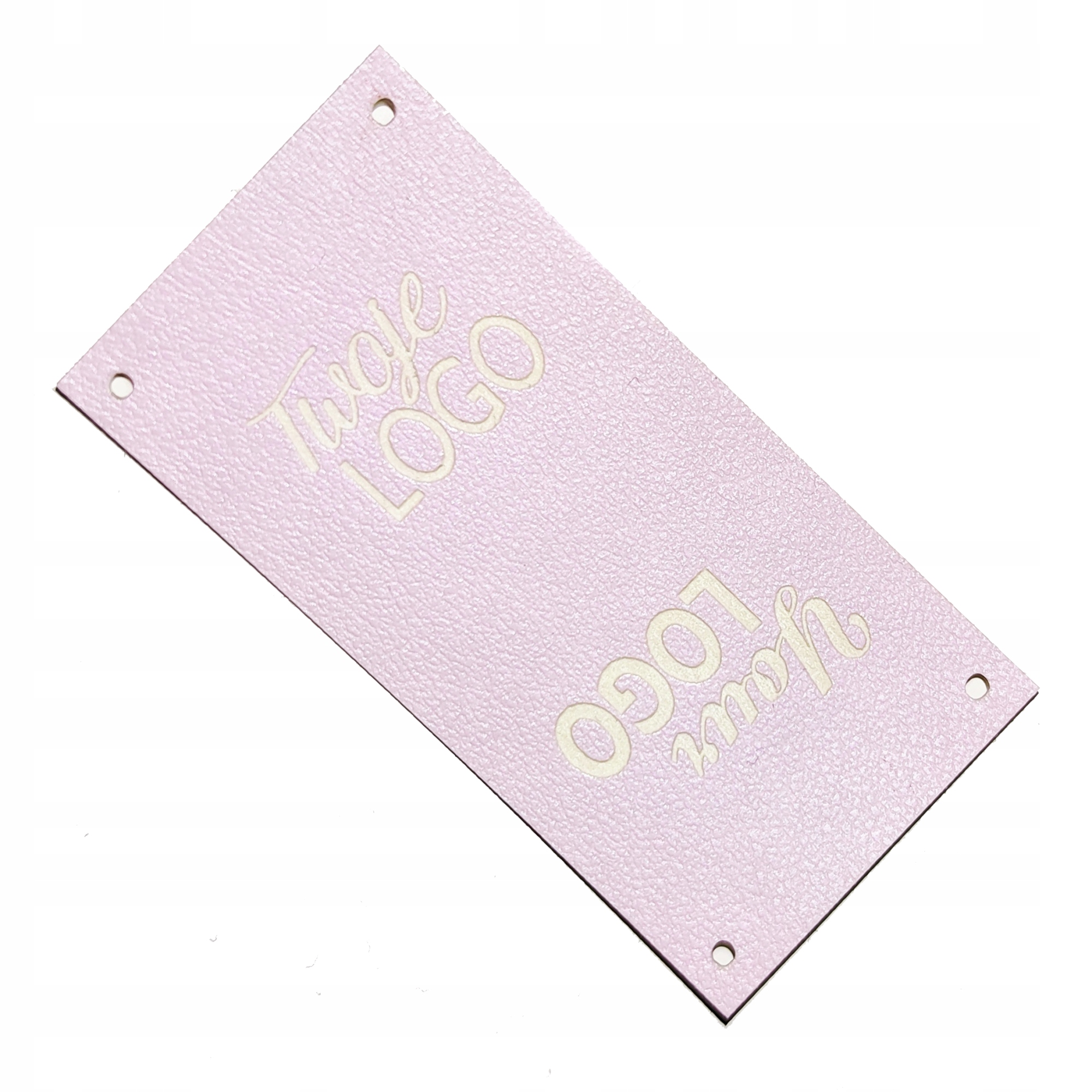 Štítek 3x6cm růžová ekokůže s vaším LOGEM/textem 20ks nášivka Sosenco