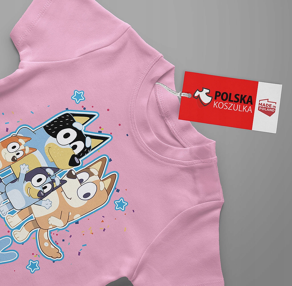 KOSZULKA DZIECIĘCA T-SHIRT DLA DZIECKA KOSZULKA BLUEY BLUE 128 134 JAKOŚĆ Rozmiar S