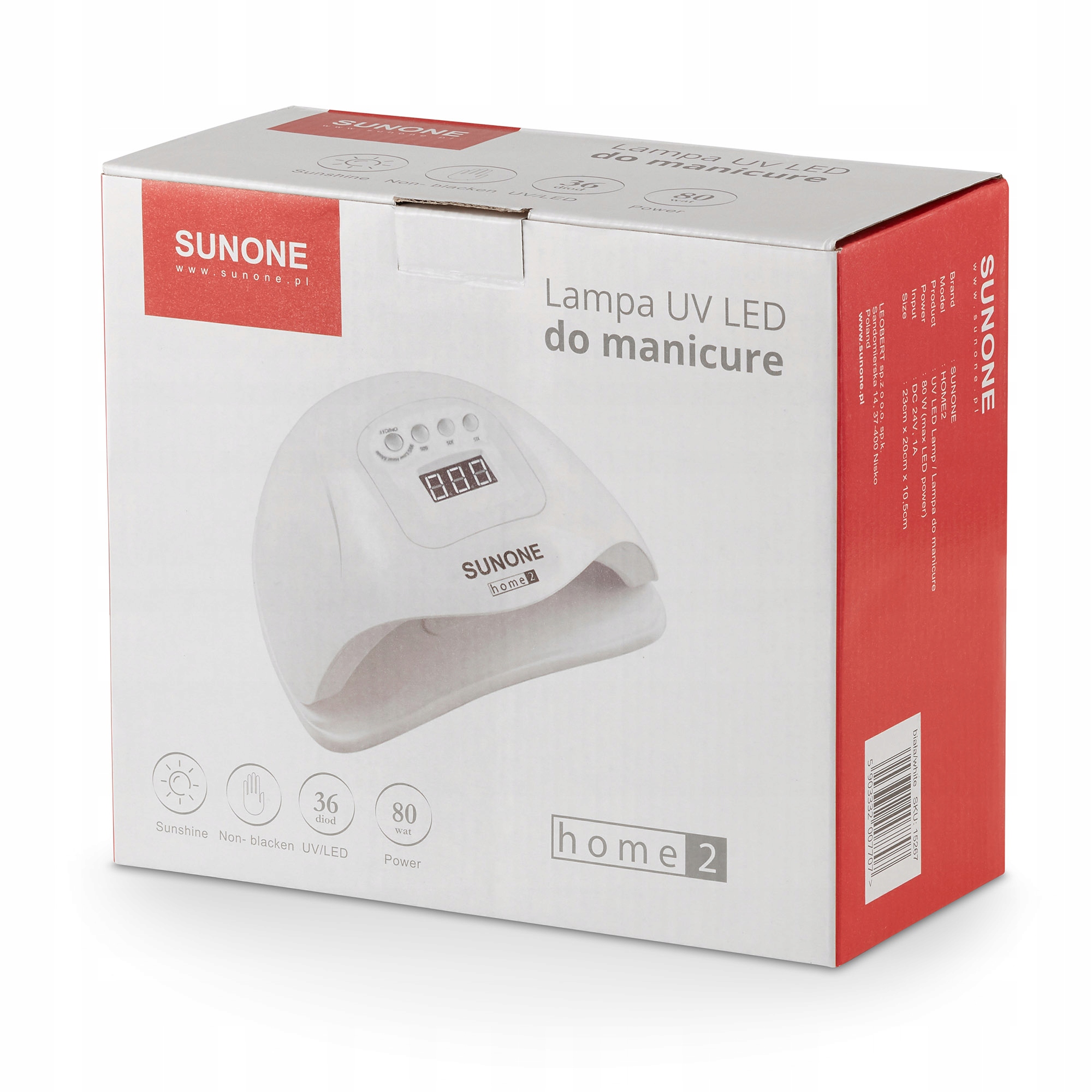 SUNONE home2 Lampa UV LED 80W Hybrydy Żele Rodzaj LED+UV