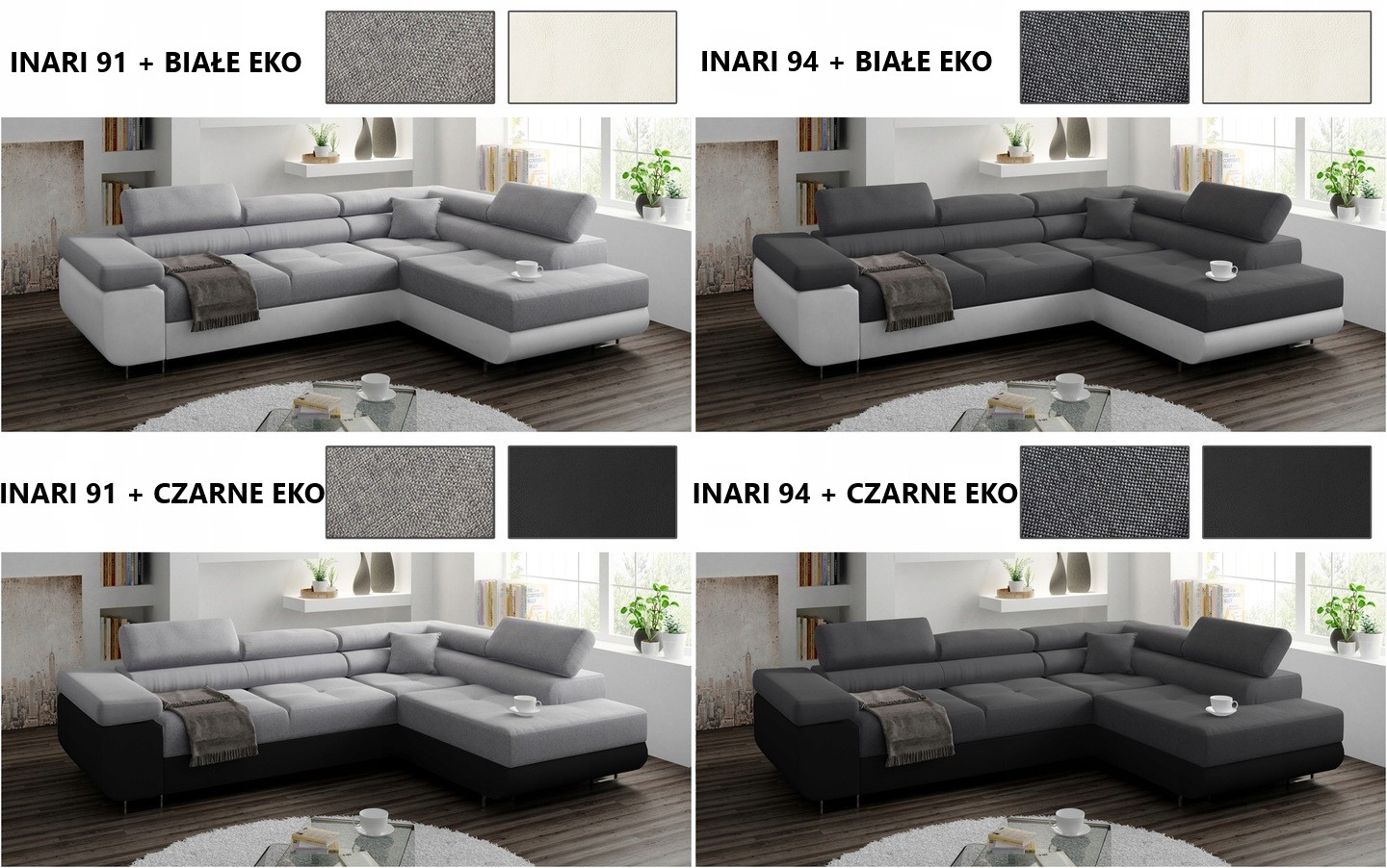 Narożnik MIAMI rogówka RUCHOME ZAGŁÓWKI sofa Szerokość mebla 272 cm