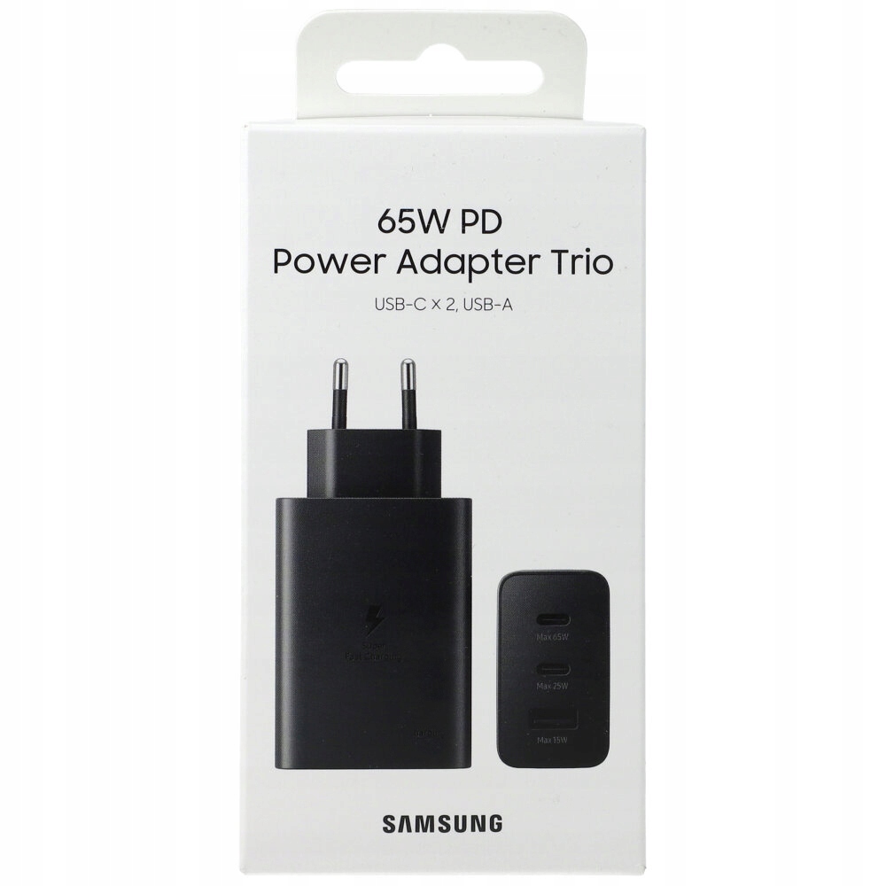 Ładowarka sieciowa 65W PD USB-A, 2xUSB-C, Samsung Kolor czarny