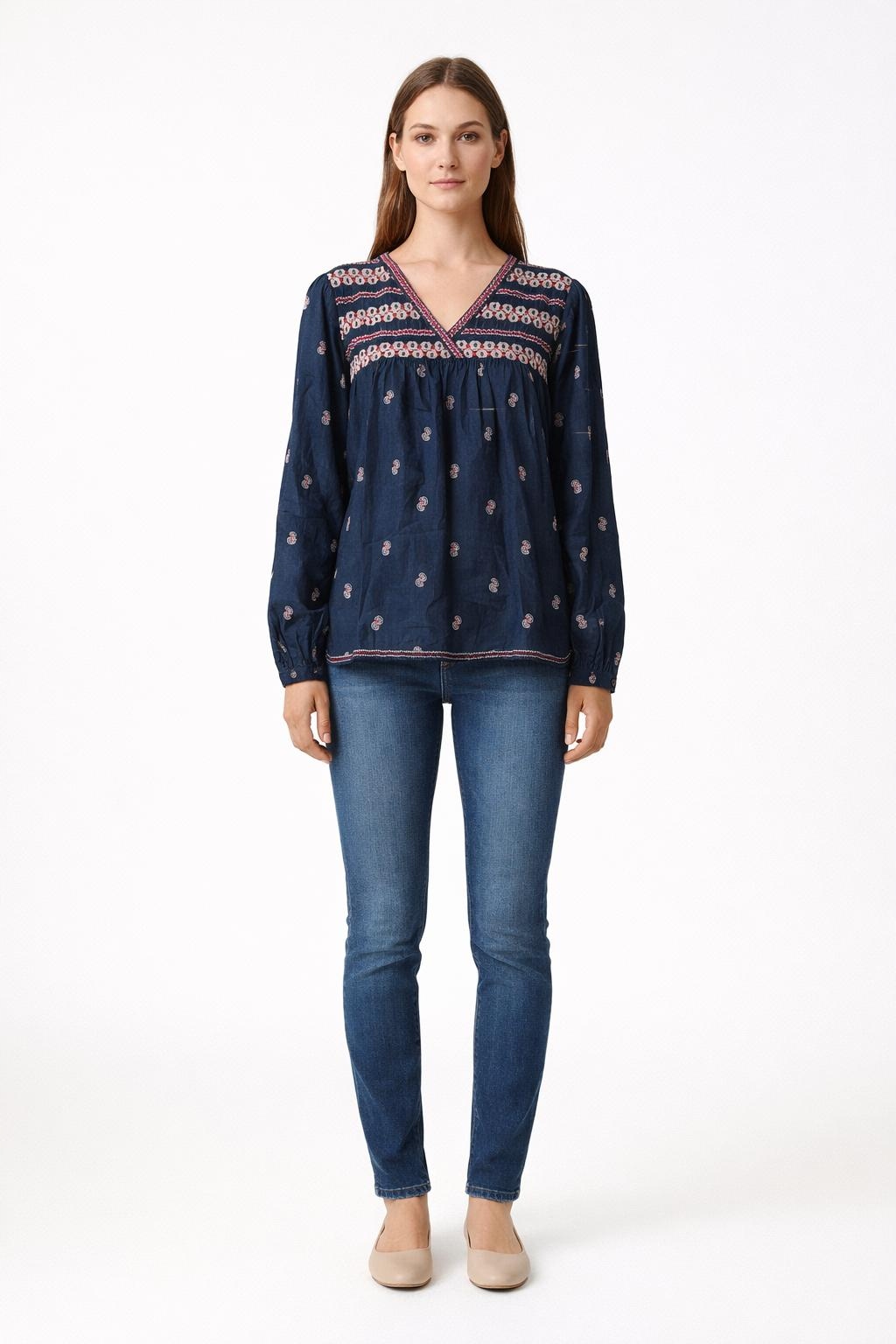 Pepe Jeans Tmavě Modrá Halenka Se Vzorem A Výstřihem V Xs Xta
