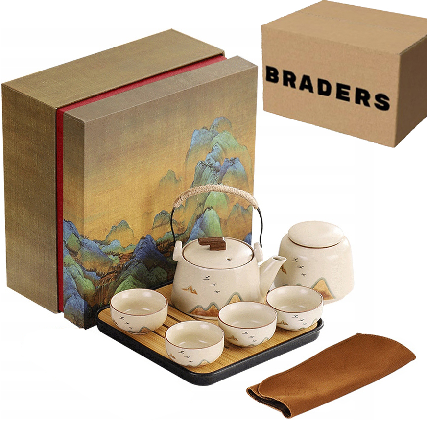 Keramická čajová souprava s konvičkou a 4 šálky v japonském stylu