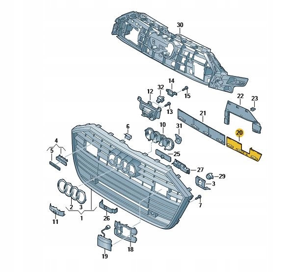 # ZAŚLEPKA OSŁONA GRILA PRZÓD LEWA AUDI A6 C8 Producent części Audi OE