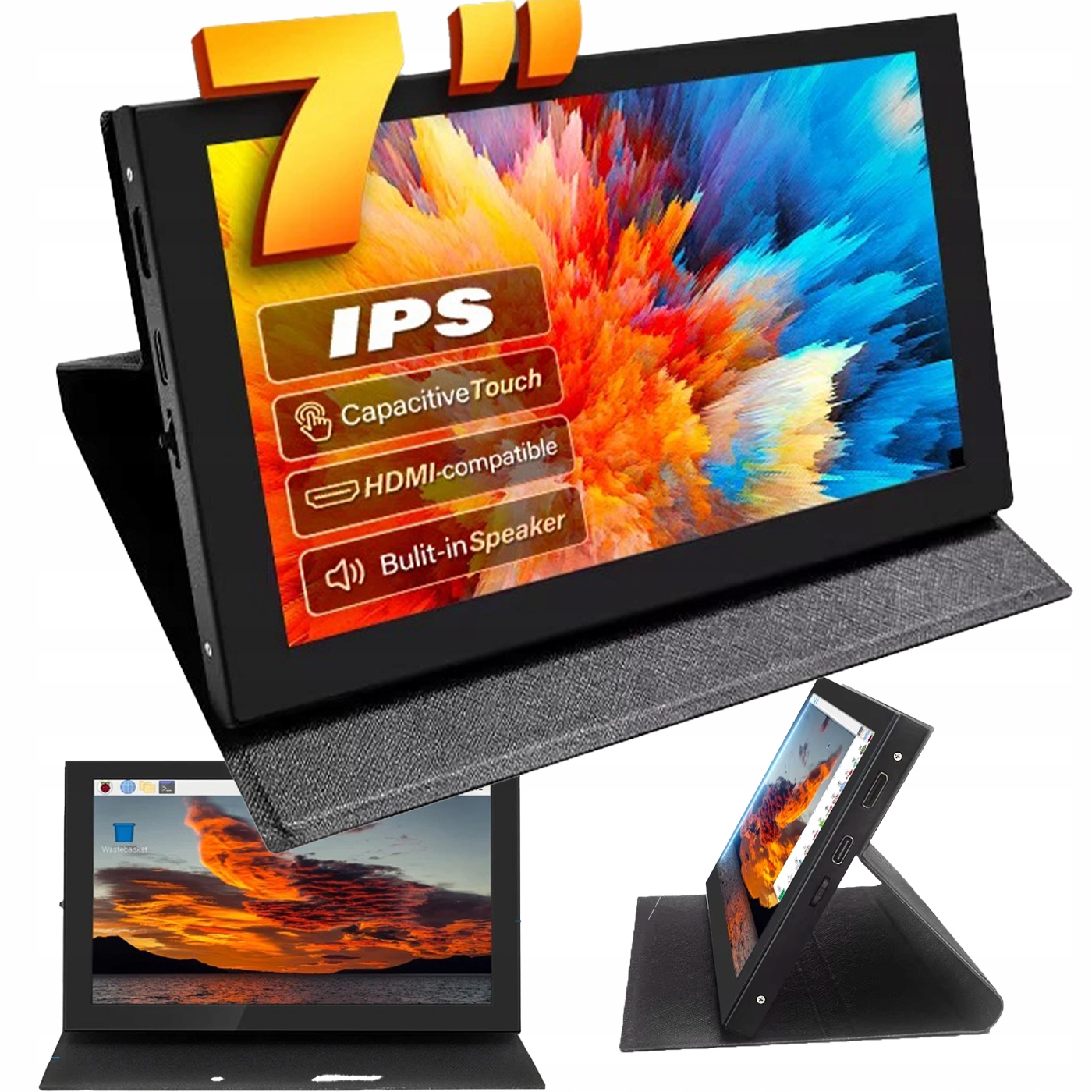 7palcový dotykový displej Ips Hdmi 1024x600 Pi 5 Pc Konzole Pouzdro Tablet