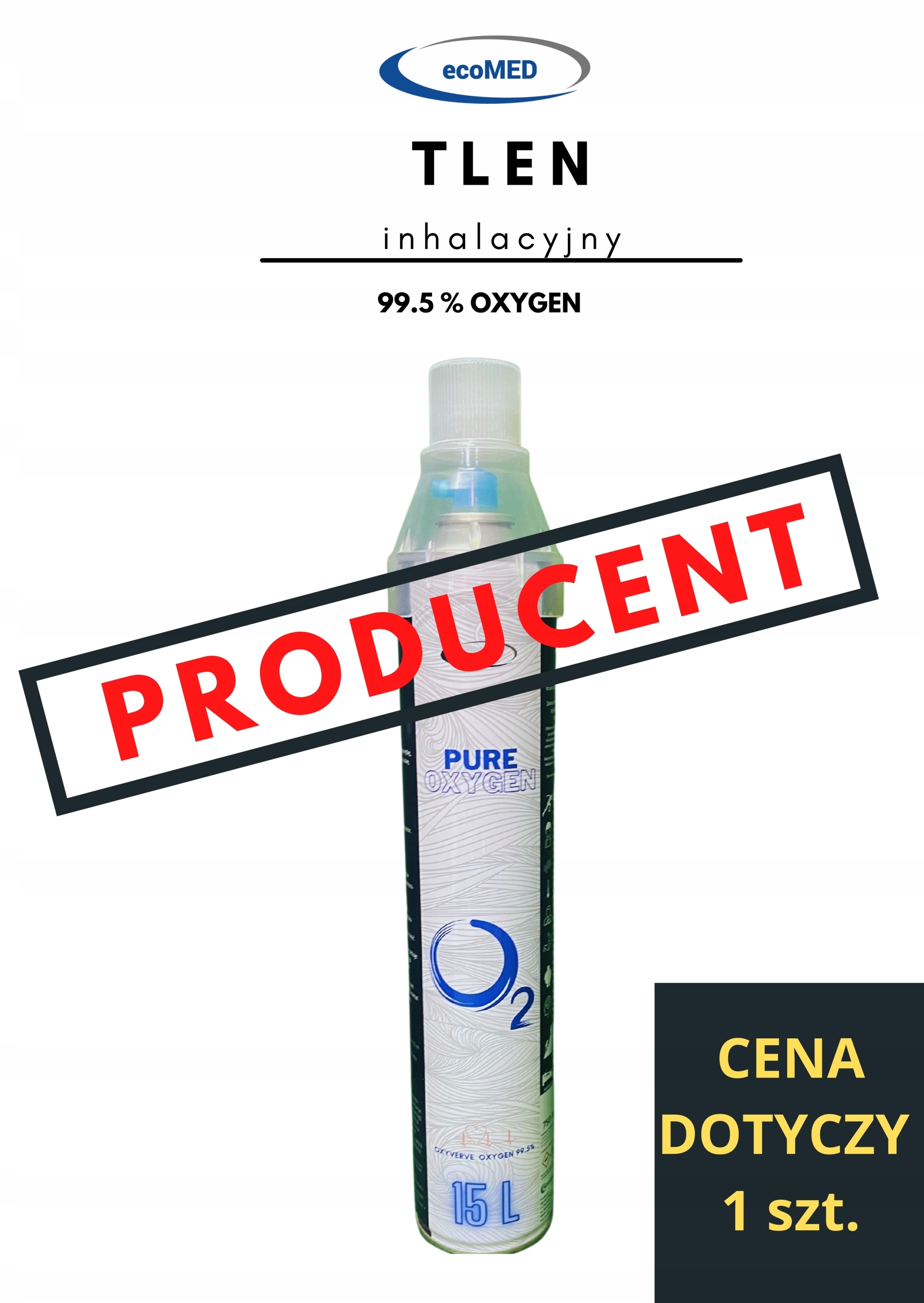 

Tlen inhalacyjny w puszce Ecomed 99,5% 15 l
