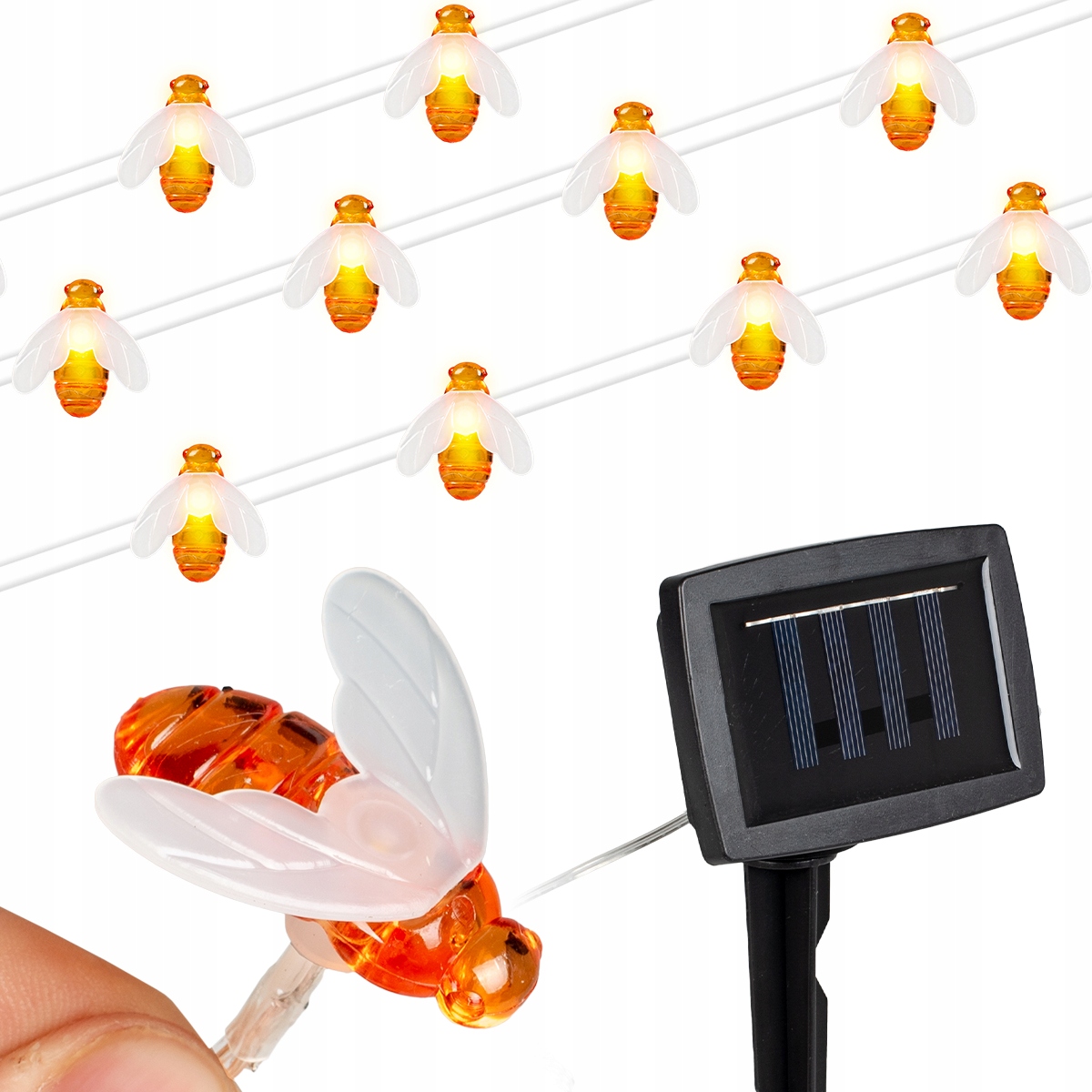 LAMPA SOLARNA GIRLANDA OGRODOWA 20 LED PSZCZOŁY PSZCZÓŁKI CIEPŁY 5,8m