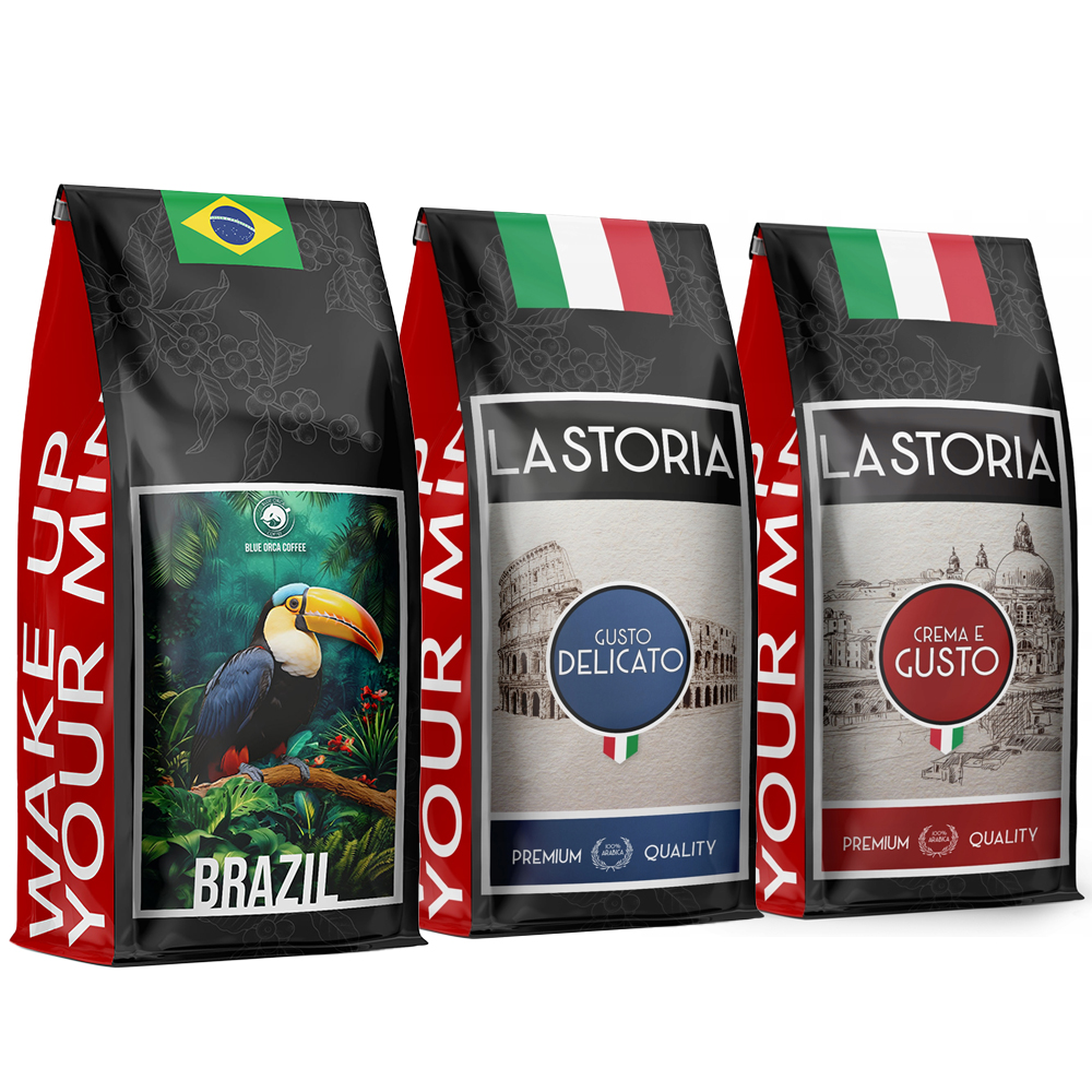 Káva zrnková 1 kg x 3 do kávovaru z pražírny Čerstvě pražená Blue Orca Coffee