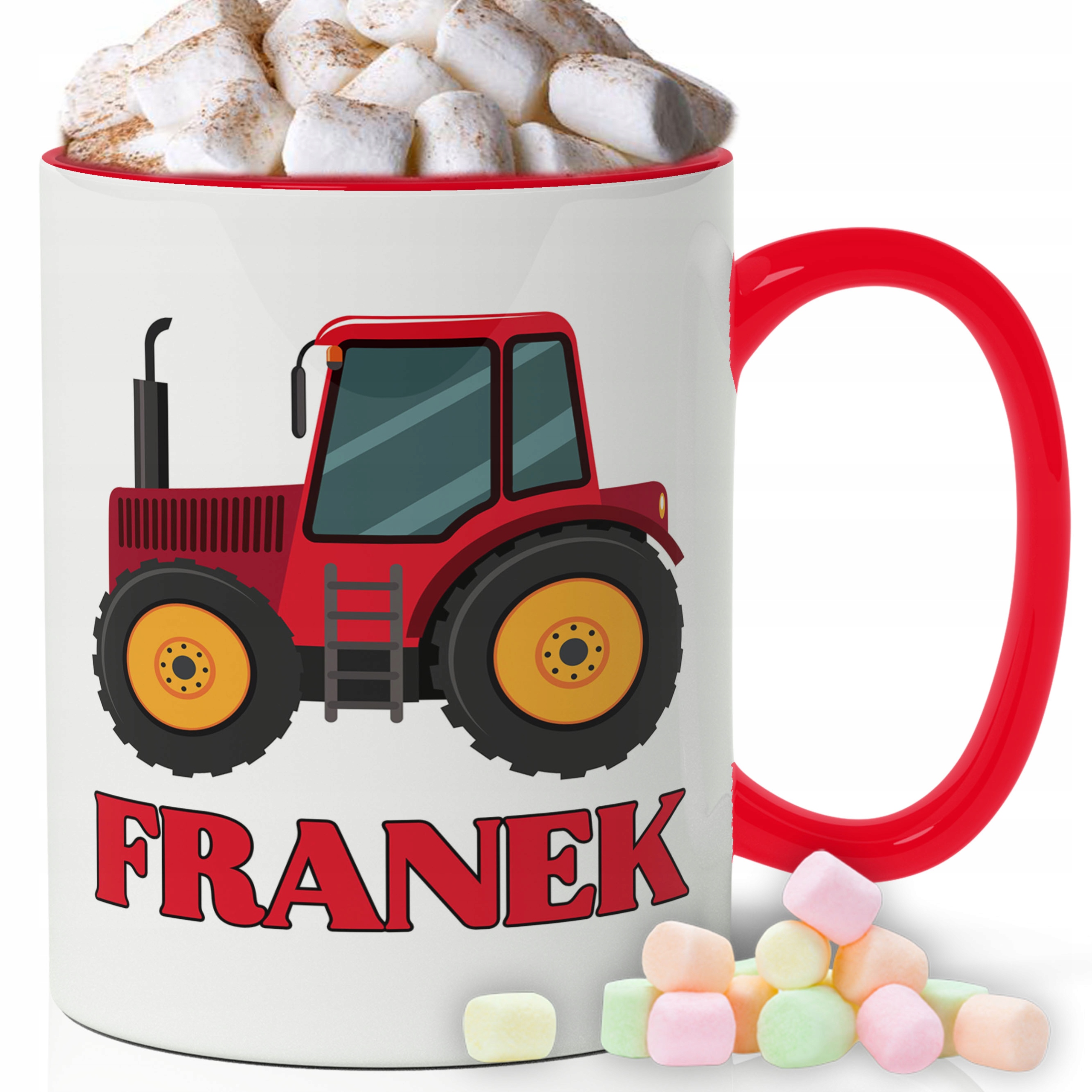 

Kubek Czerwone ucho i wnętrze Traktor Imię