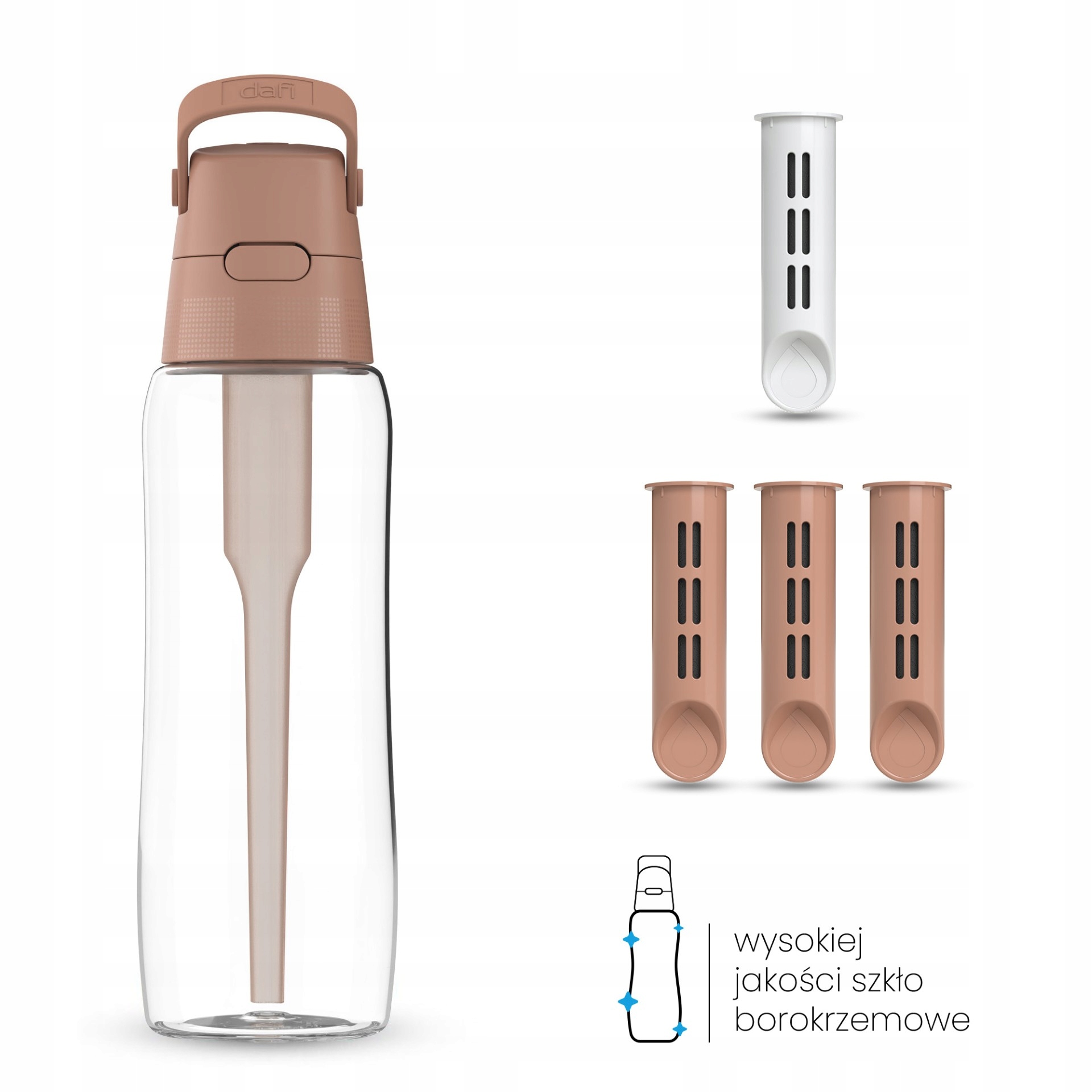 Skleněná filtrační Skleněná Lahvička Dafi Mocha Mousse 0,6 l 4x filtr