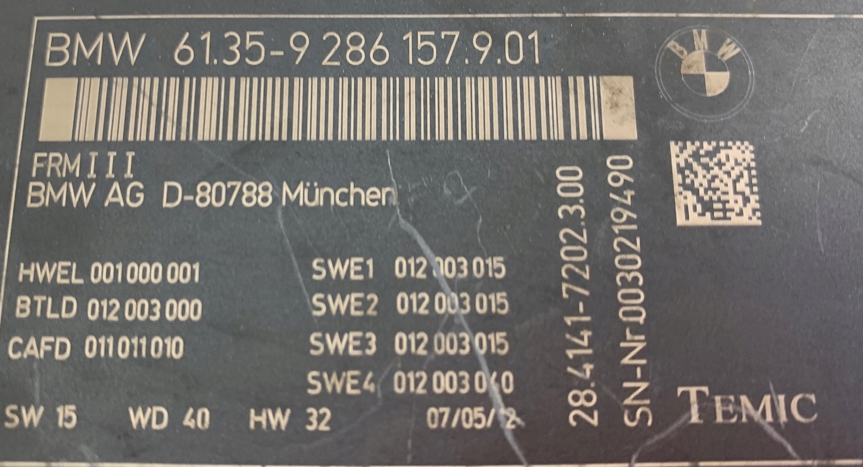 BMW X3 F25 MODULO CENTRALINA LUCI 9286157