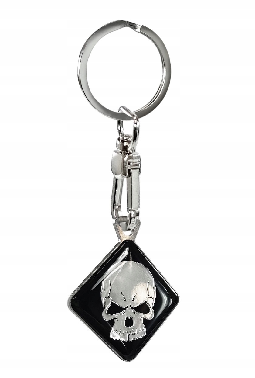 Brelok Czarny Do Kluczy 3D Stal Żywica Czacha