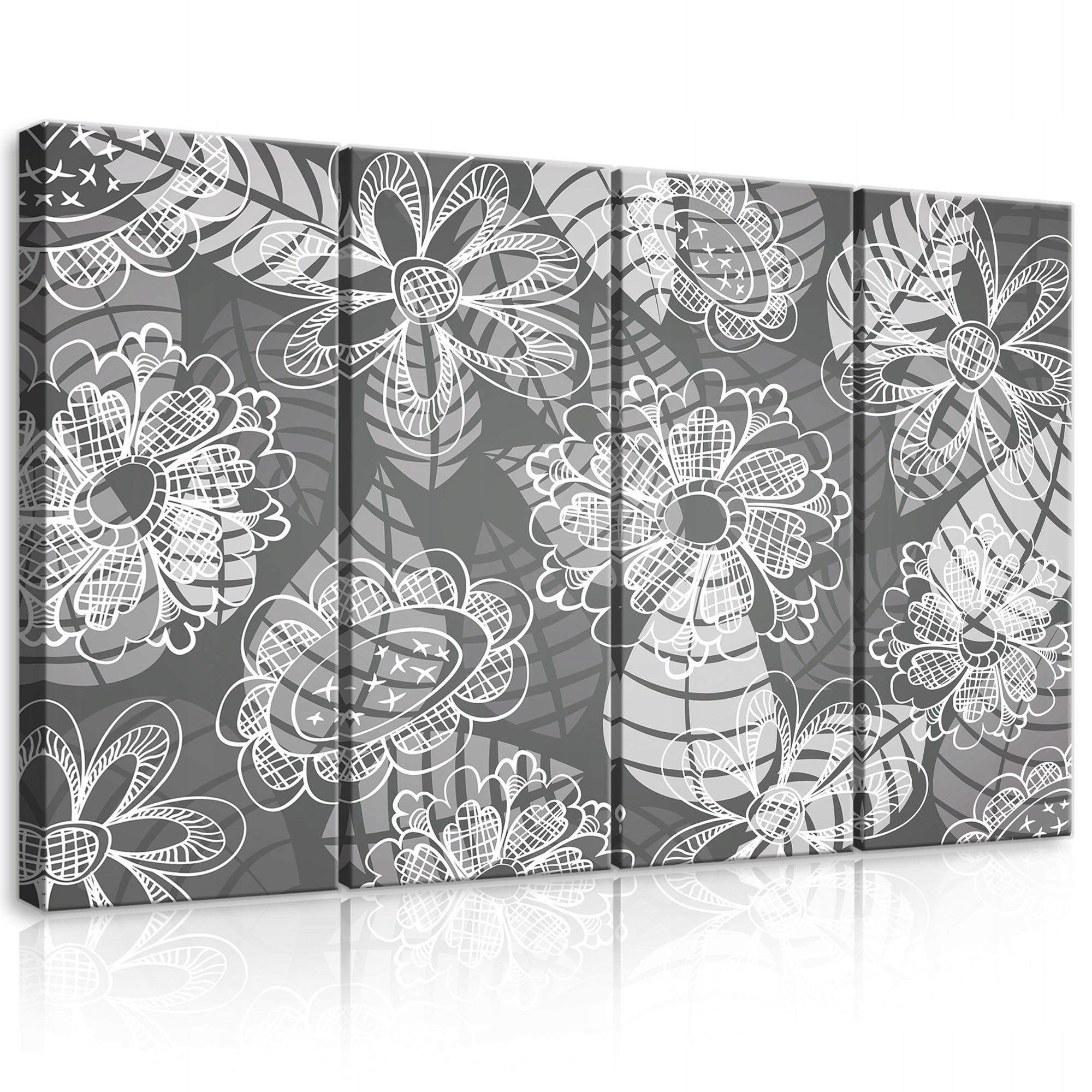 Obraz 120x80 Čiernobielo šedé kvety vzor grafika minimalizmus abstrakcia